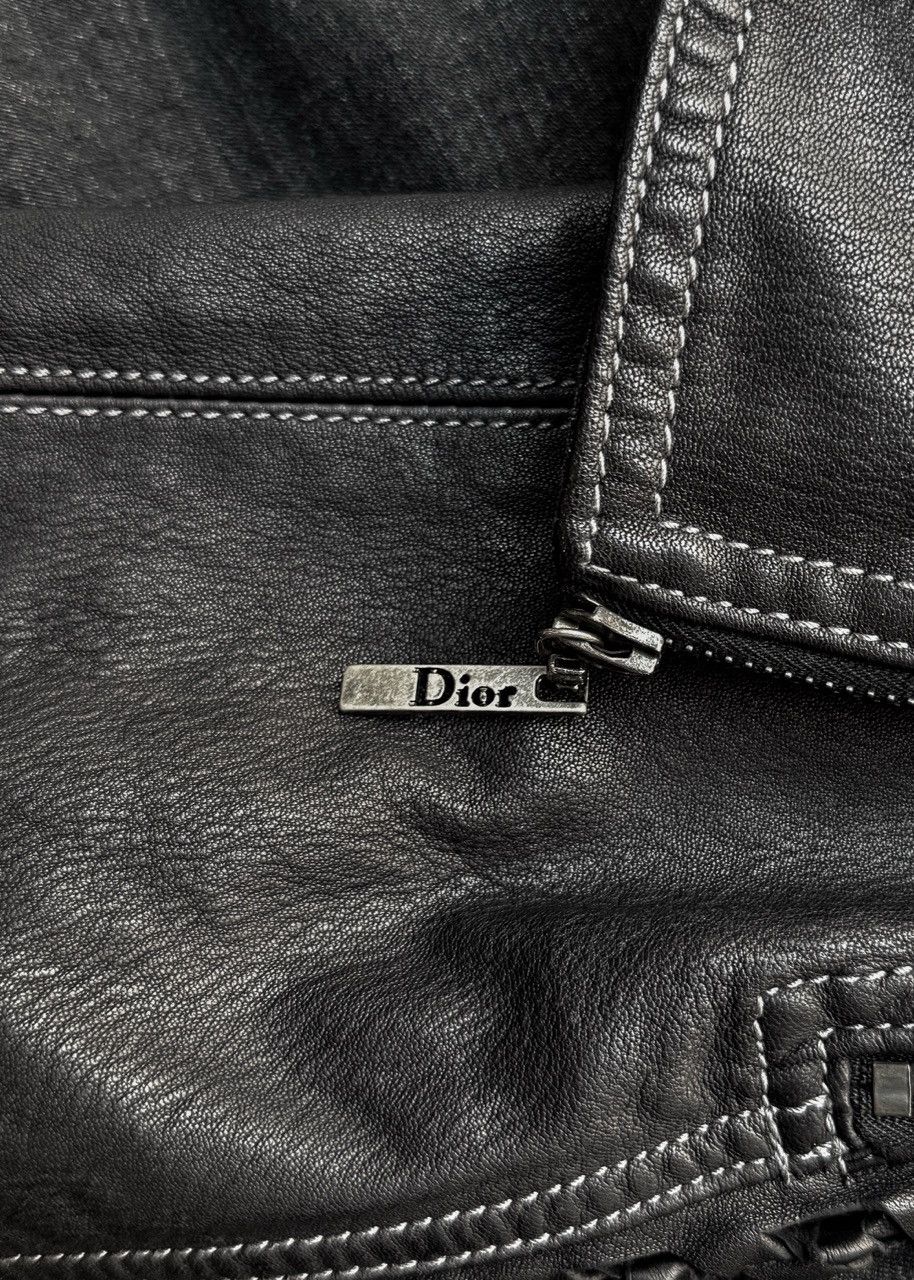 Dior Christian Dior Black Leather Braided Sleeves Denim Jacket Size M / US 6-8 / IT 42-44 - 9 Thumbnail