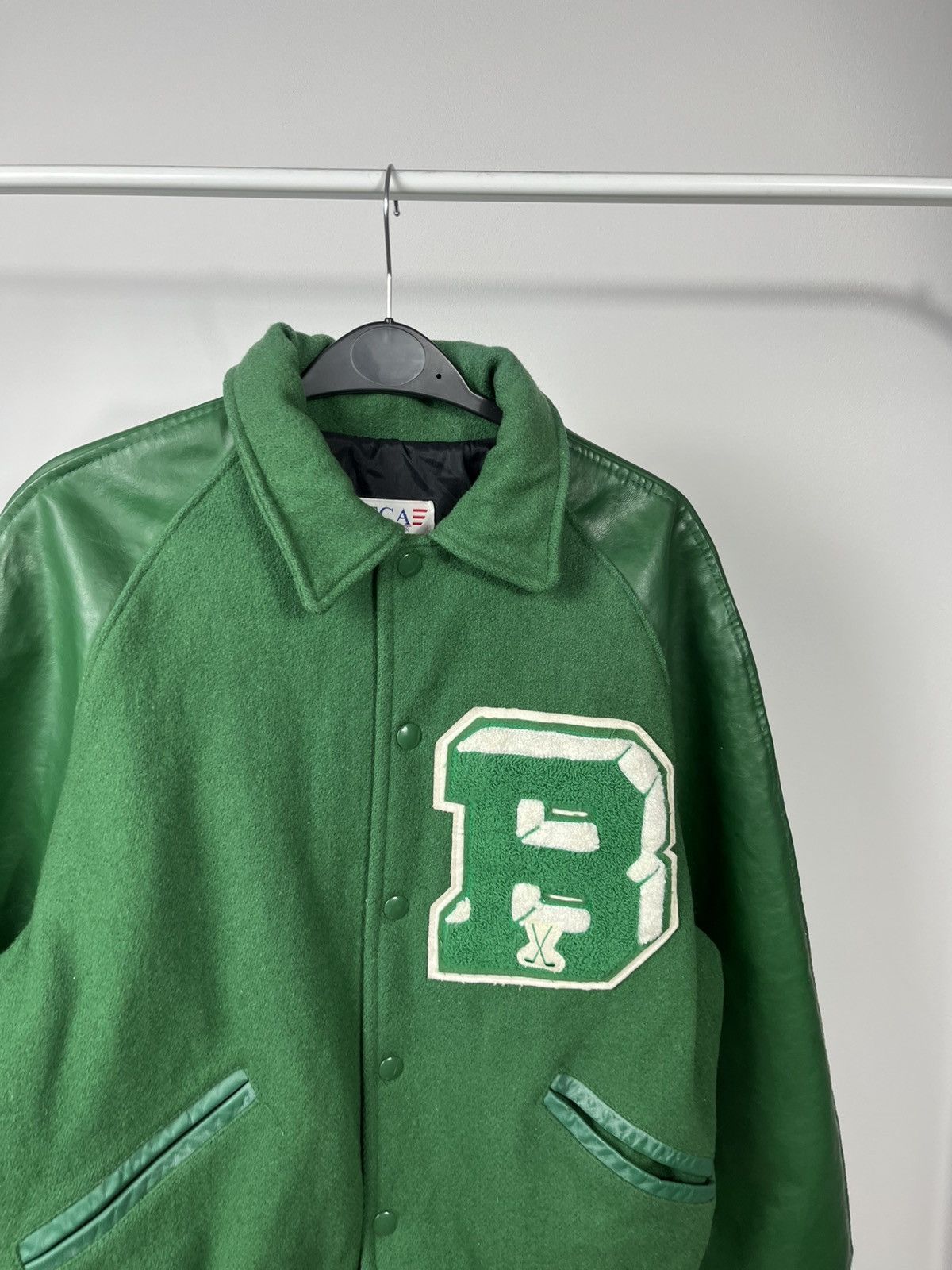 Other Vintage USA Varsity Jacket Green Wool Leather Size M Size US M / EU 48-50 / 2 - 3 Thumbnail