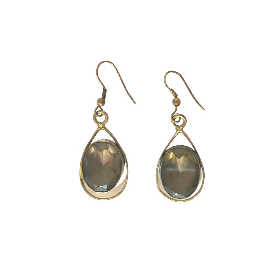 The Unbranded Brand Art Deco Oval Smoky Quartz Dangle Earrings Sterling Silver Size ONE SIZE - 1 Thumbnail