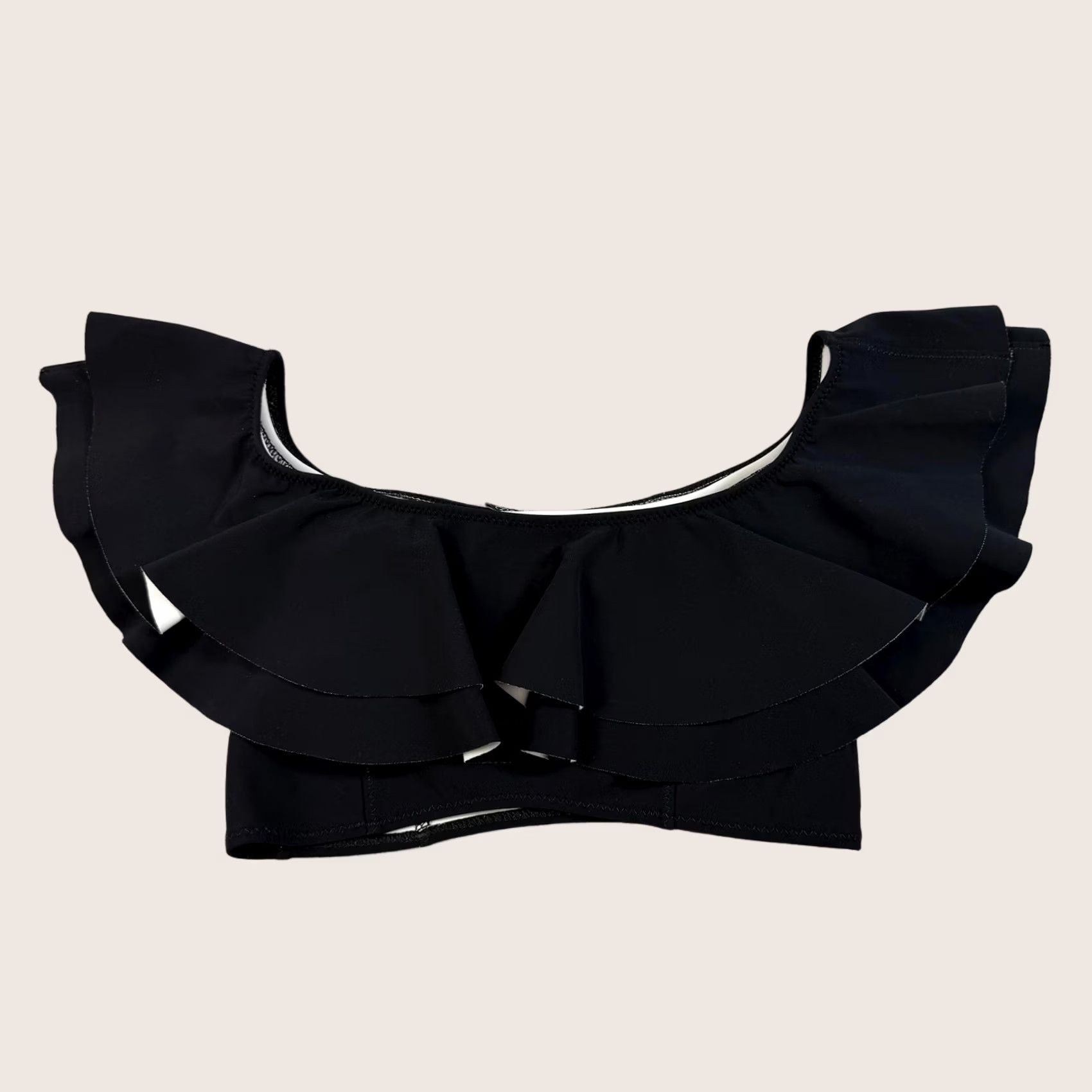 Lisa Marie Fernandez Lisa Marie Fernandez Bikini Top Women M Black Ruffle Bandeau Swim Cruise - 2 Piece Set Size M / US 6-8 / IT 42-44 - 1 Thumbnail