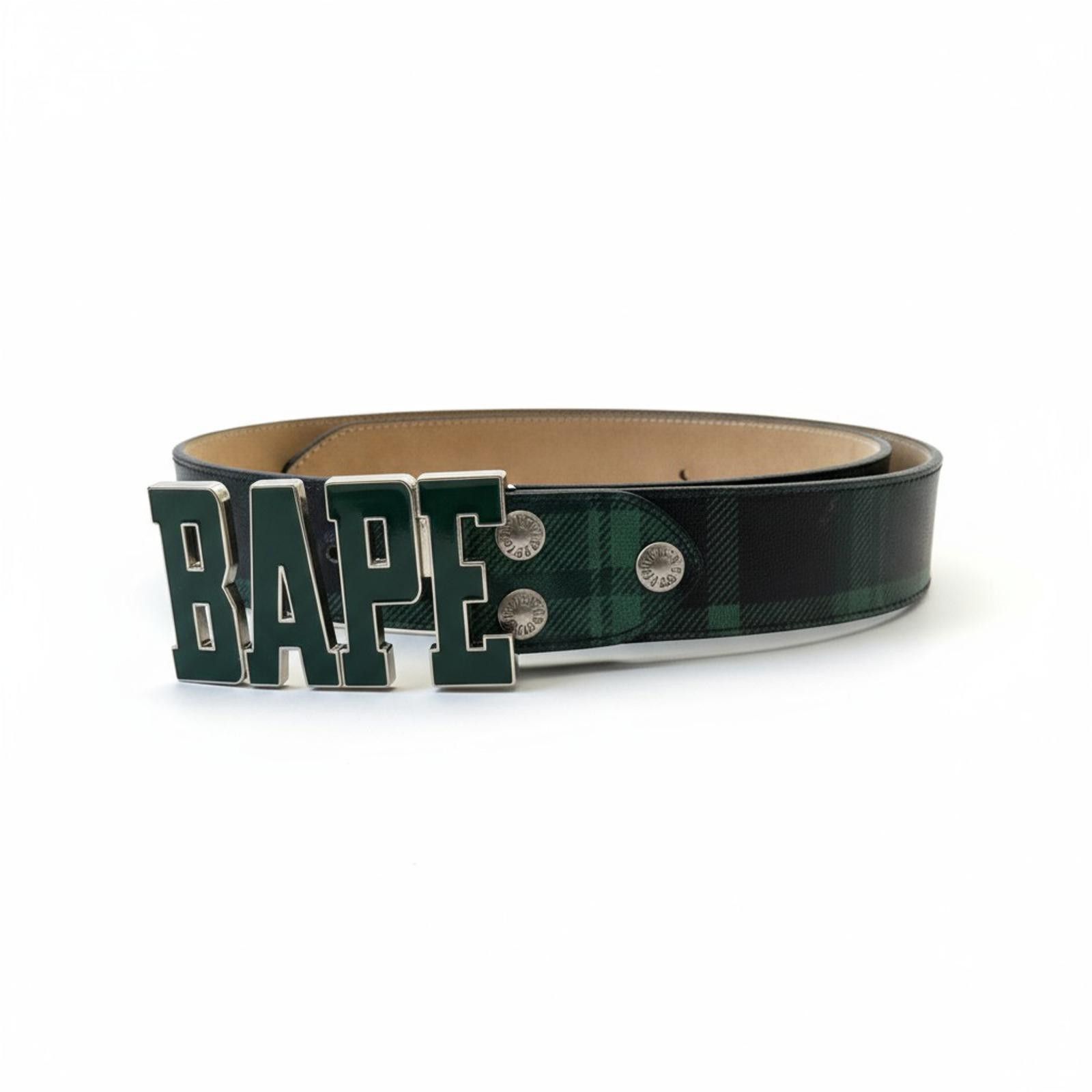 Bape BAPE - Plaid Leather Belt Logo Buckle Size ONE SIZE - 1 Thumbnail