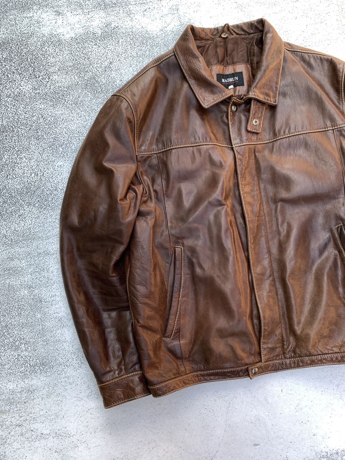 Japanese Brand × Vintage Vintage brown leather mabrun jacket Size US M / EU 48-50 / 2 - 3 Thumbnail