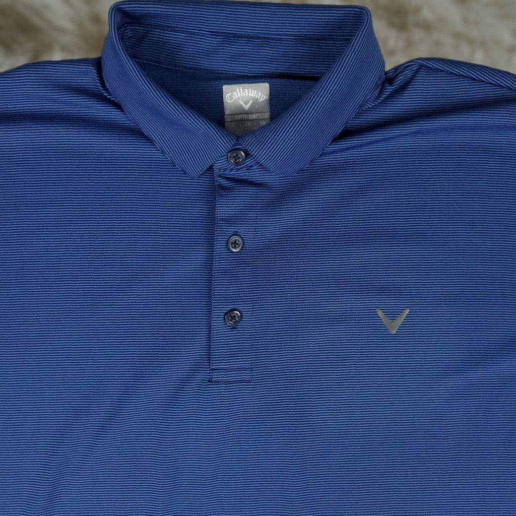 Callaway Callaway Polo Shirt Mens XL Blue Striped Opti Dri Fit Golf Short Sleeve Size US XL / EU 56 / 4 - 1 Thumbnail