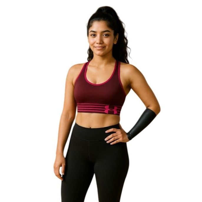 Under Armour Under Armour XS HeatGear Sports Bra Burgundy Pink Trim Compr Size ONE SIZE - 8 Thumbnail