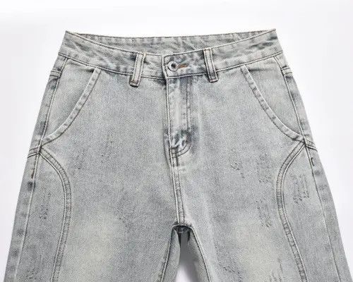 VIBE High street wide-leg blue washed scimitar cargo jeans y2k Size US 32 / EU 48 - 3 Thumbnail