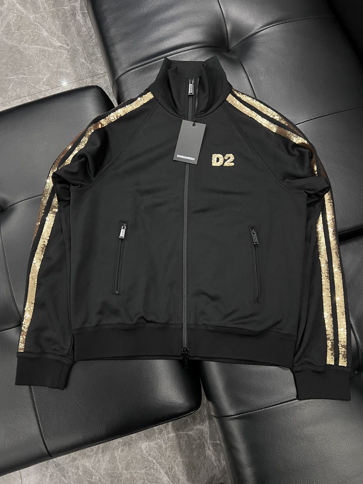 Dsquared2 Dsquared2 2018 D2 Striped Sequin Zip-Up Jacket Size US XXS / EU 40 - 1 Thumbnail