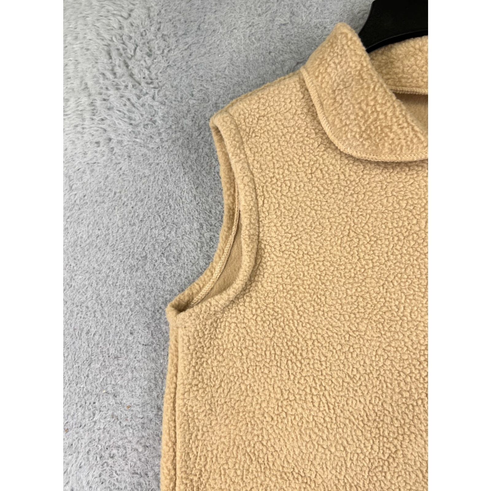 Vintage Womens Vest Large Beige Button Up Pockets 100% Polyester Fleece Collared Size L / US 10 / IT 46 - 3 Thumbnail