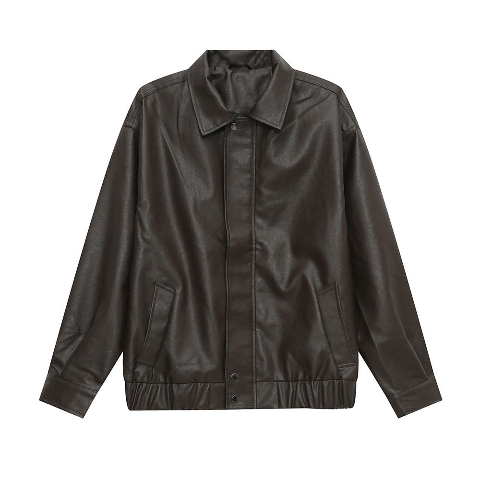 Vintage Brown Faux Leather Bomber Jacket, Relaxed Fit Outerwear Size US M / EU 48-50 / 2 - 2 Thumbnail
