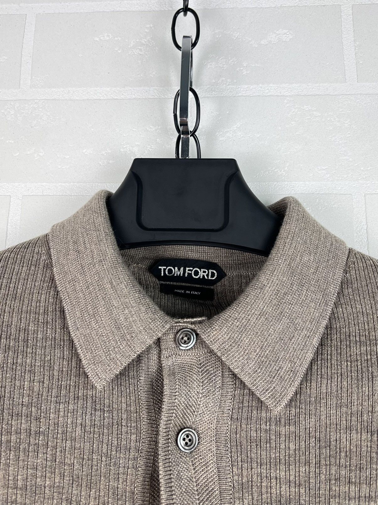 Tom Ford TOM FORD Sweater Polo Knit Ribbed Merino Wool Silk Cashmere Size US L / EU 52-54 / 3 - 5 Thumbnail