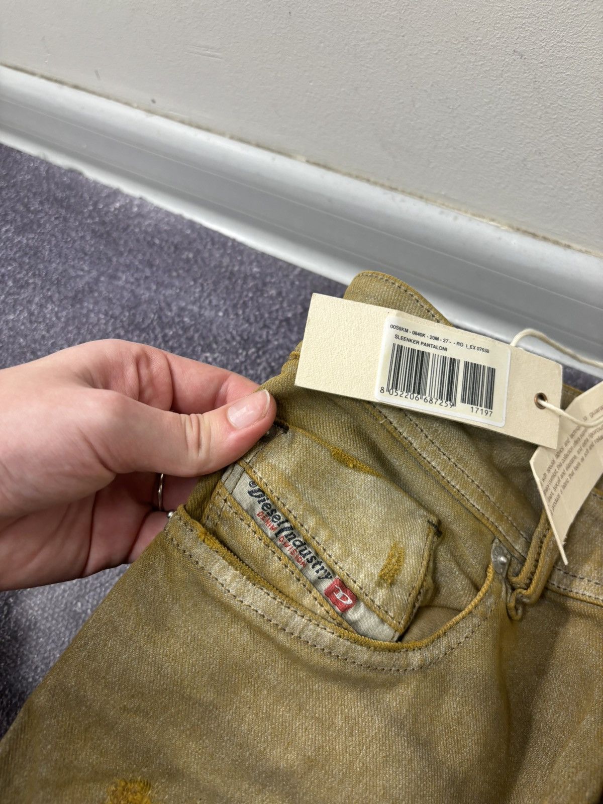 Diesel Diesel Sleenker Slim Skinny NWT Distressed Gold Pants Jeans Size US 27 - 9 Thumbnail