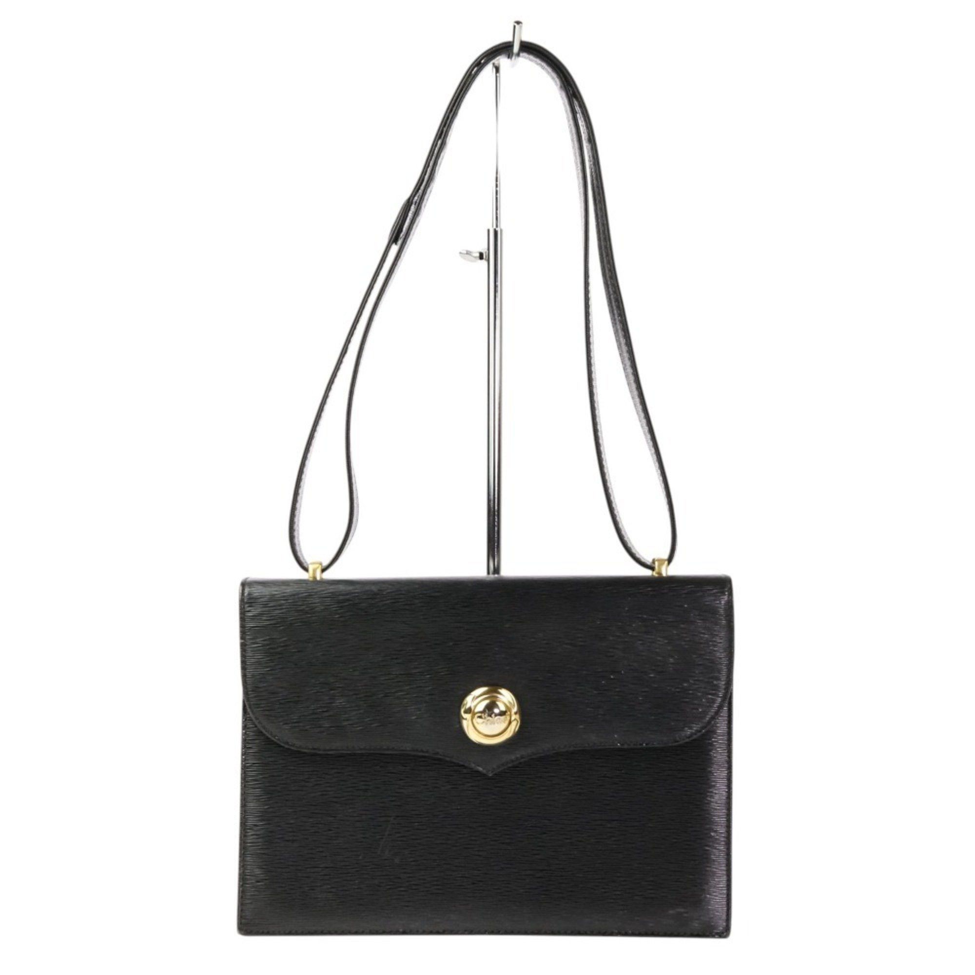 Chloé Chloe Vintage Logo Metal 2Way One Shoulder Bag Black Women's