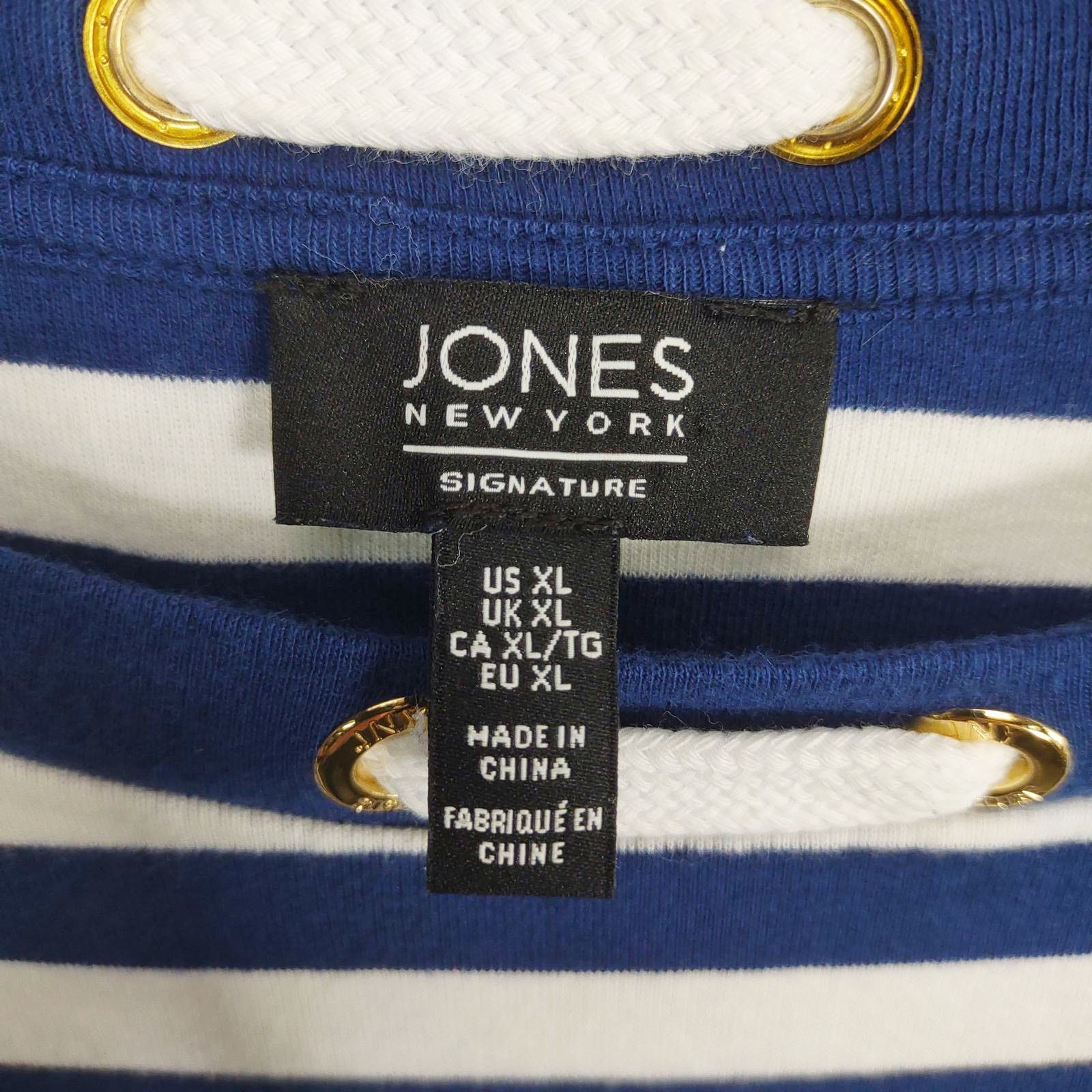 Jones New York Jones NY Women's XL Navy Striped Nautical 3/4 Sleeve Shirt Size XL / US 12-14 / IT 48-50 - 3 Thumbnail
