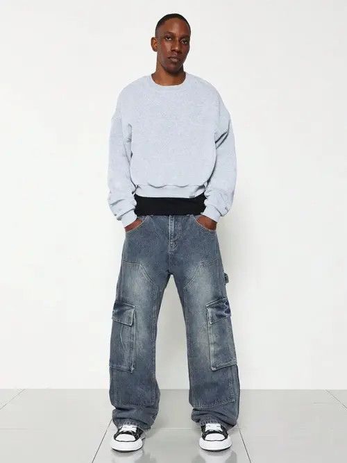 Jean × Vintage Cargo Jeans Denim Baggy Washed Size US 32 / EU 48 - 3 Thumbnail