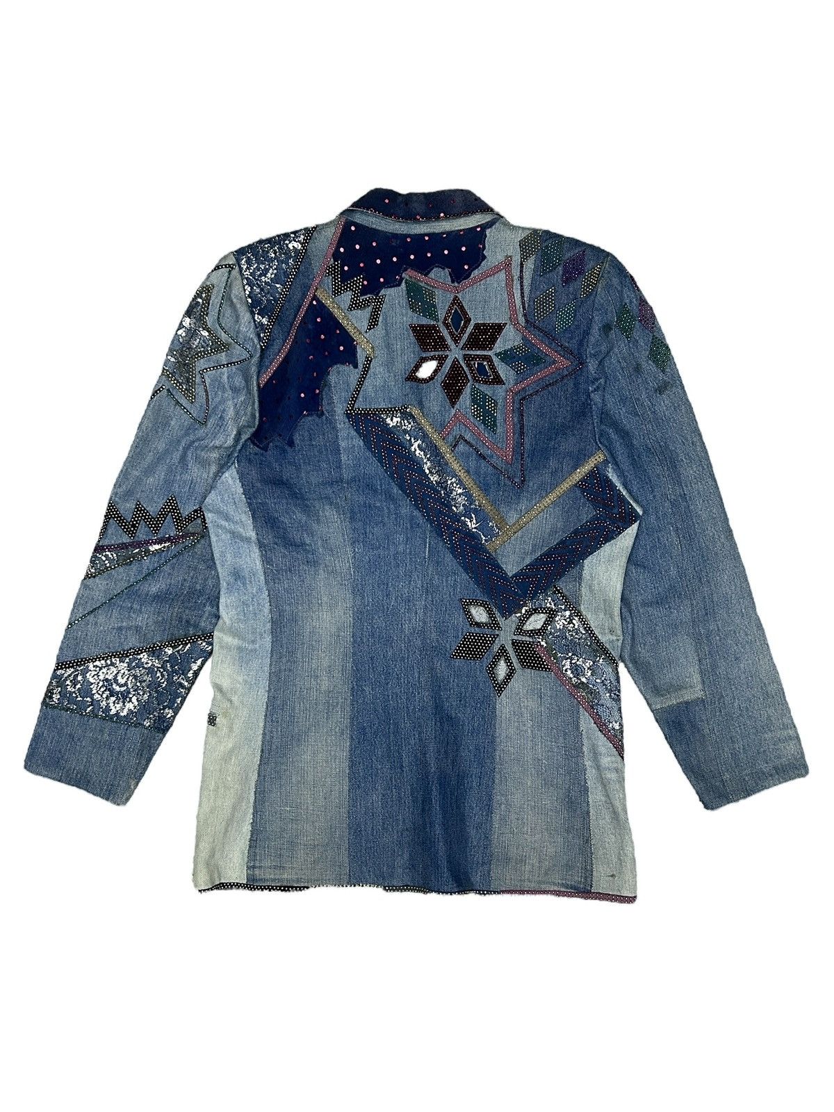 Roberto Cavalli 80s Patchwork Denim Blazer Size S / US 4 / IT 40 - 2 Thumbnail