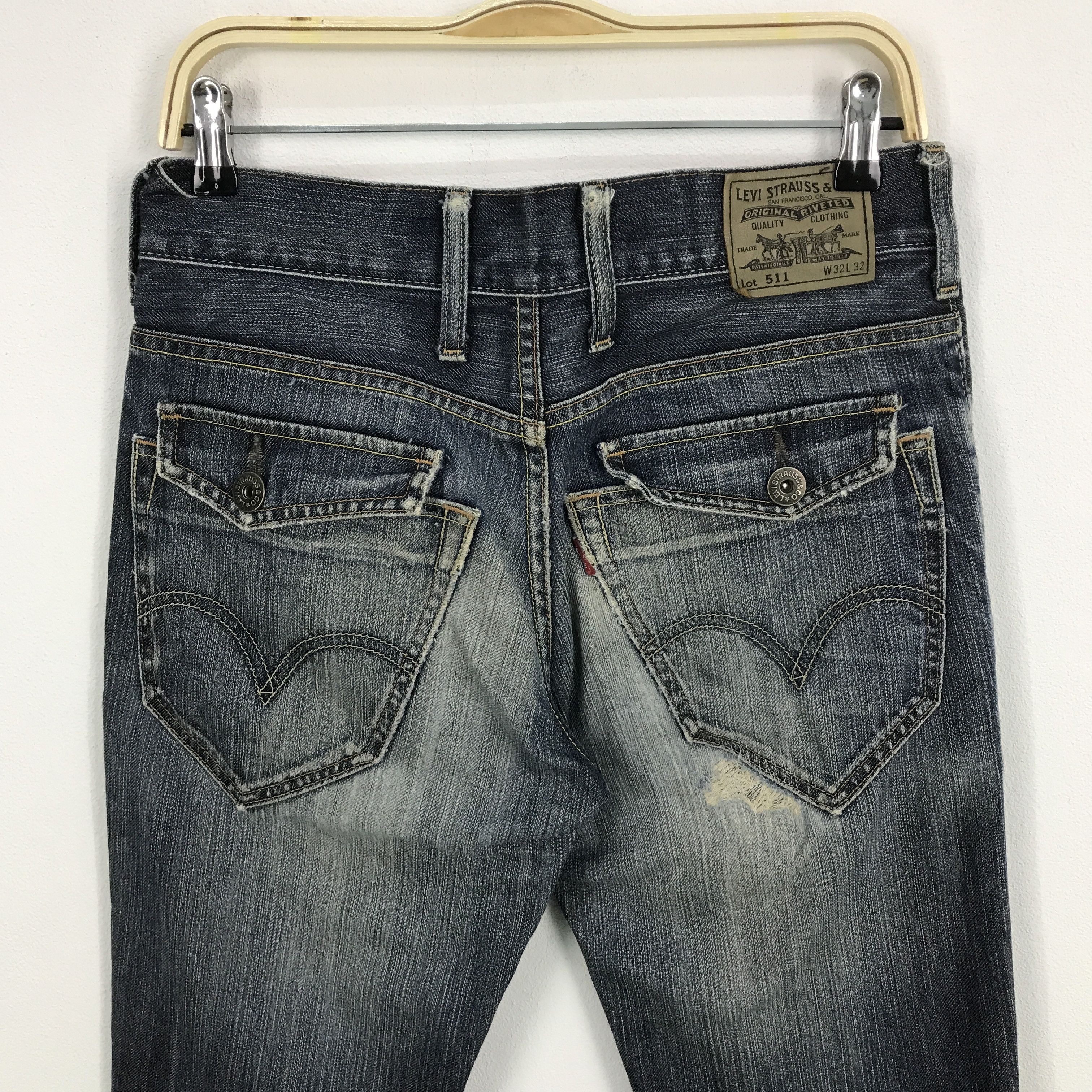 Levi's × Levi's Vintage Clothing Levis 511 Skinny Strauss distressed jean pants Size US 32 / EU 48 - 5 Thumbnail