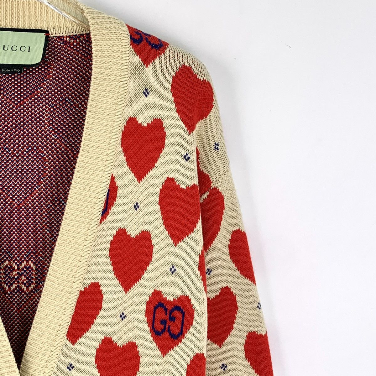 Gucci Gucci Colorblocked Heart Full Print Cotton V-Neck Cardigan Size XS / US 0-2 / IT 36-38 - 3 Thumbnail