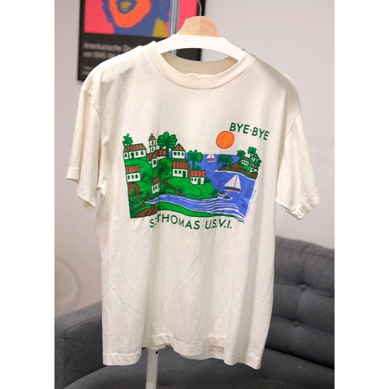 Other Vintage 90s Bye Bye Beach Graphic T-Shirt L Unisex Beige Size US L / EU 52-54 / 3 - 1 Thumbnail