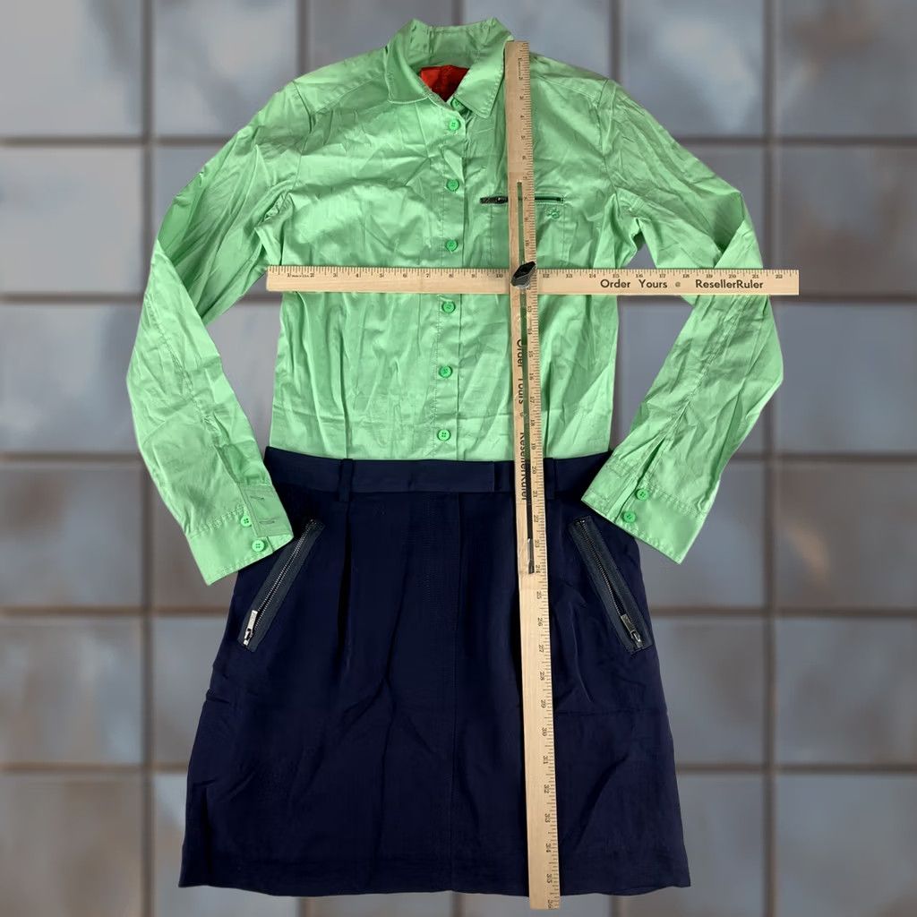 Zac Posen ZAC POSEN Z SPOKE Shirt Dress WOMENS SIZE 2 GREEN BLUE COLLARED Size XS / US 0-2 / IT 36-38 - 1 Thumbnail