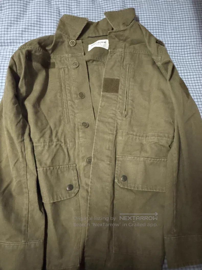 Saint Laurent Paris Saint Laurent Paris Military Green Sharkskin Jacket Size XS / US 0-2 / IT 36-38 - 2 Thumbnail