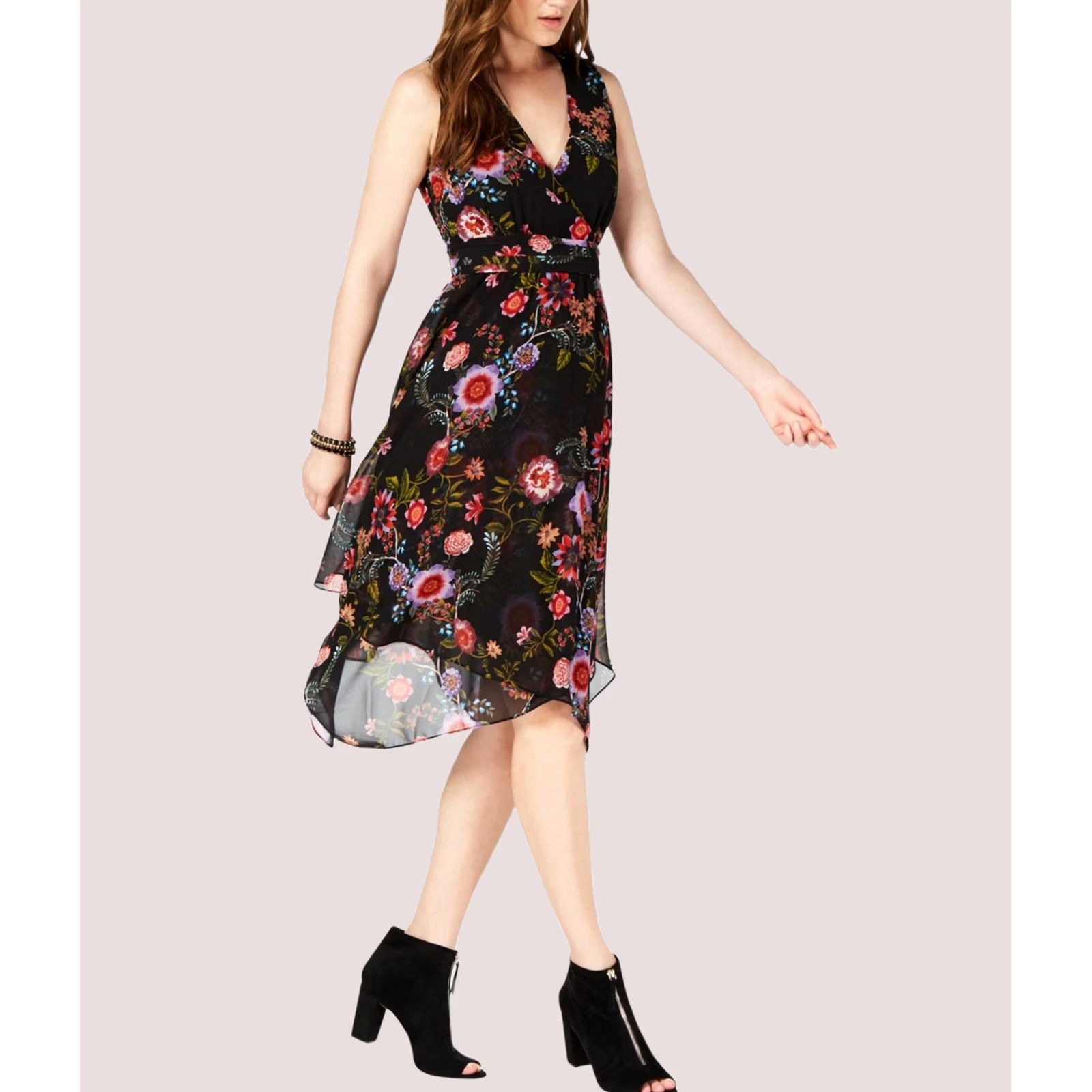 Vintage I.N.C Womens Midi Dress black 10 Handkerchief Hem Size L / US 10 / IT 46 - 1 Thumbnail