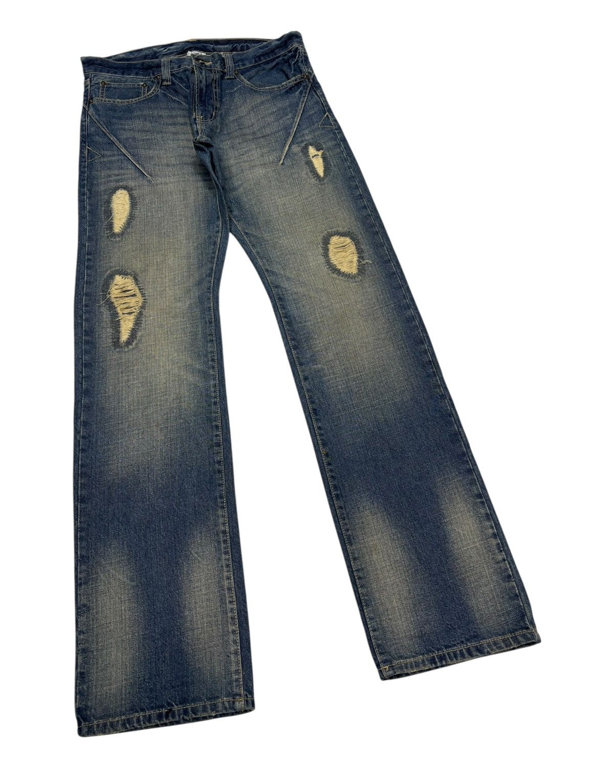 Isamu Katayama Backlash Vintage Free Gate Paisley Patchwork Distressed Denim Jean Size US 33 - 3 Thumbnail