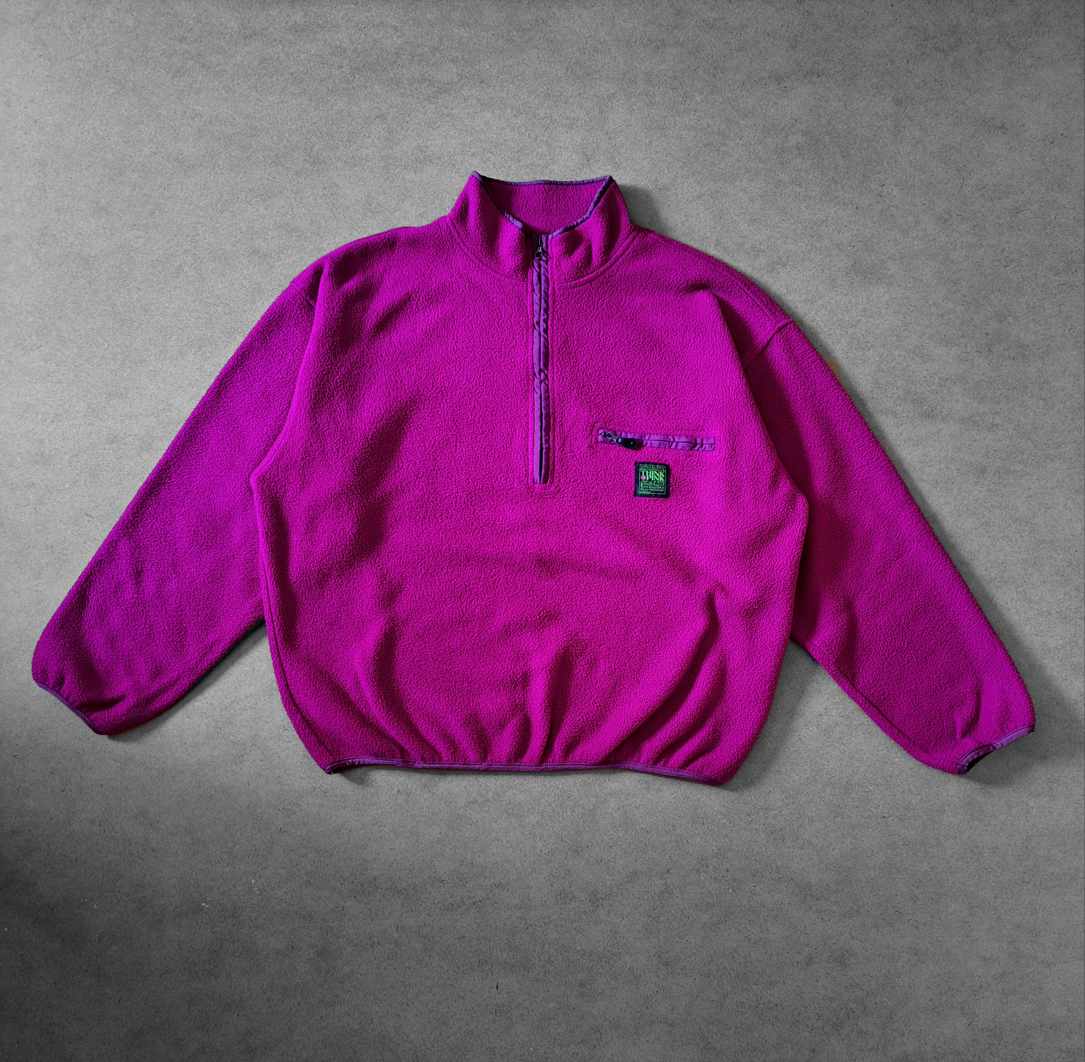 Vintage Vintage THINK PINK 1/4 Zip Fleece Boxy Fit Pink Size L Size US L / EU 52-54 / 3 - 1 Thumbnail