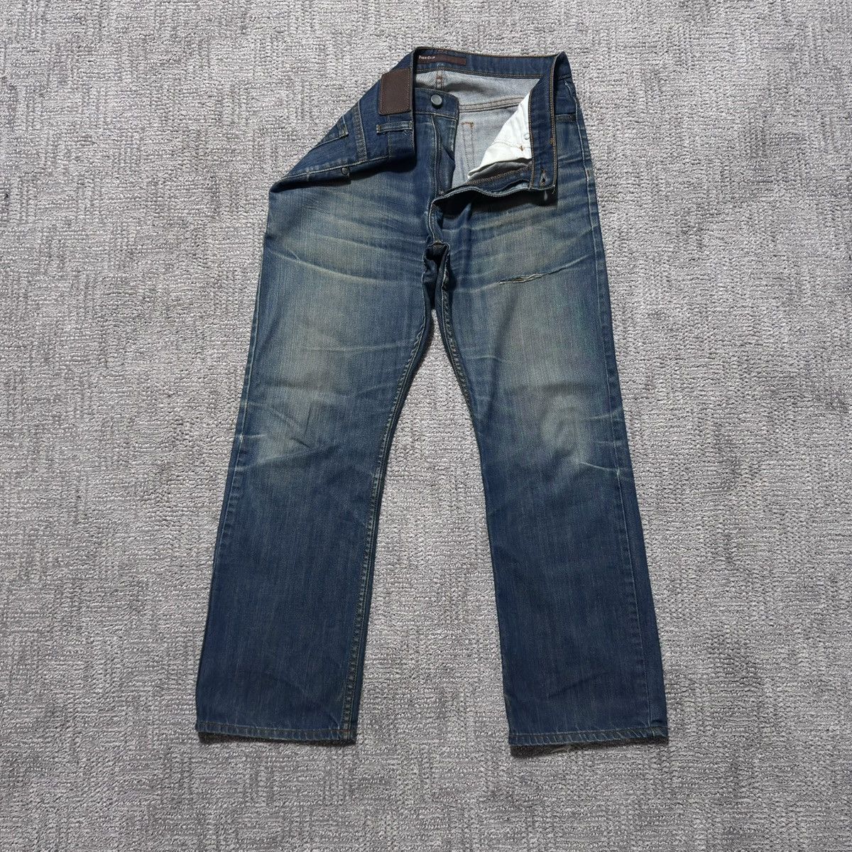 Vintage Perry Ellis Jeans 32x28 Distressed Faded Raw Denim