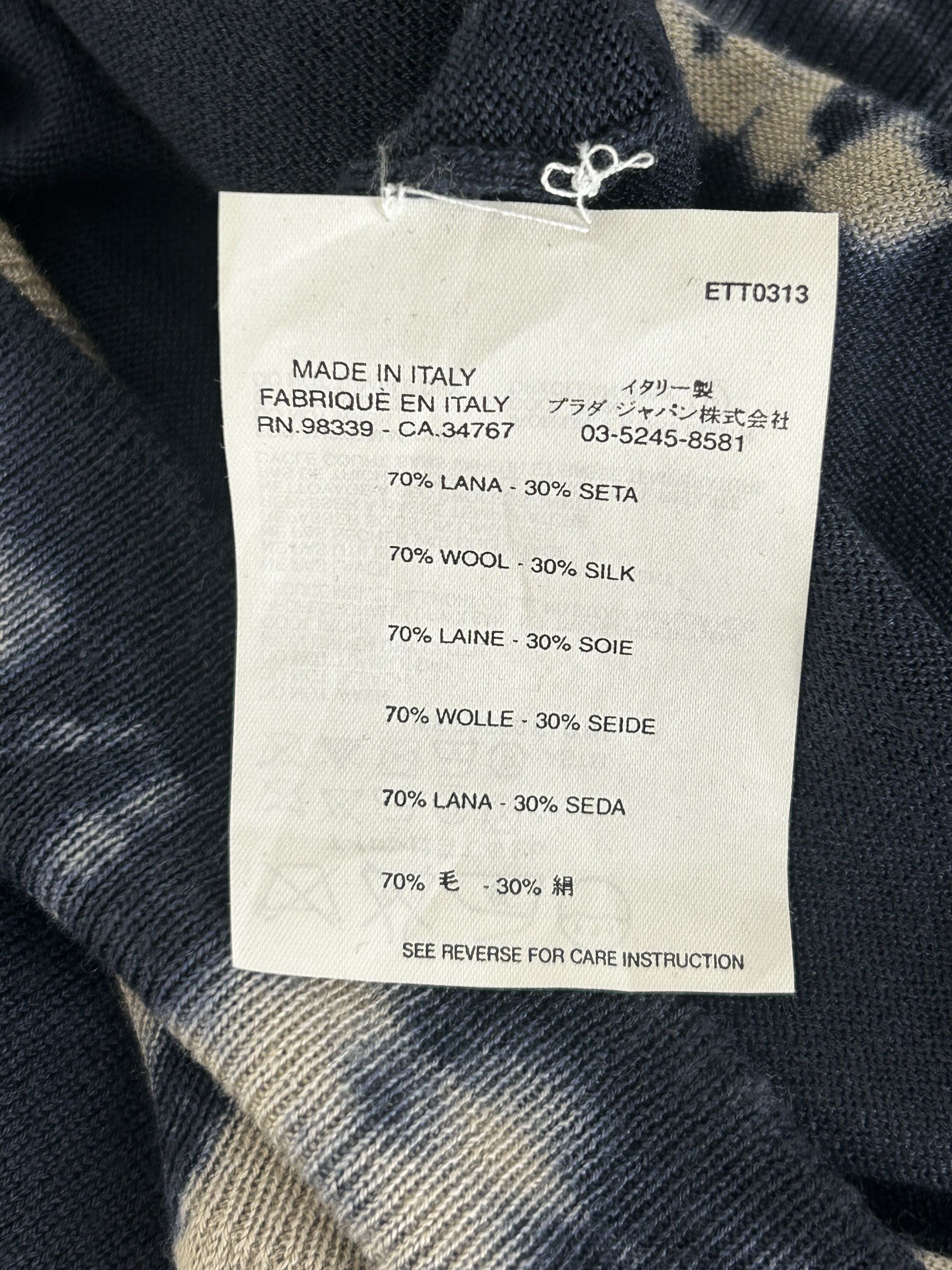 Prada Prada Fine Gauge Silk Mix Bleach Detail Crew Neck Knitwear Size US XL / EU 56 / 4 - 5 Thumbnail