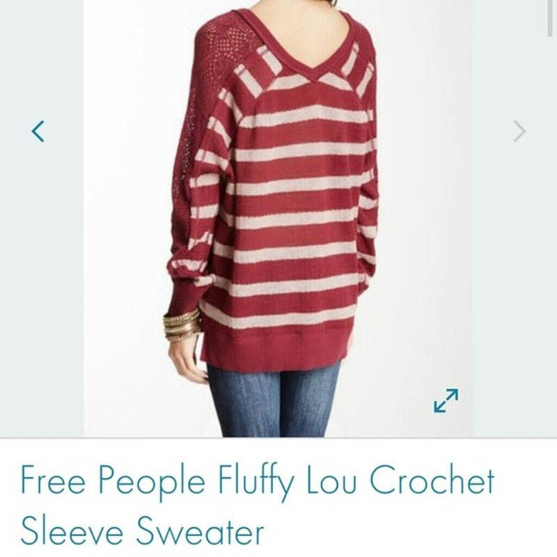 Free People We The Free People Striped Crochet Loose Knit Top Red Women Size S / US 4 / IT 40 - 10 Thumbnail