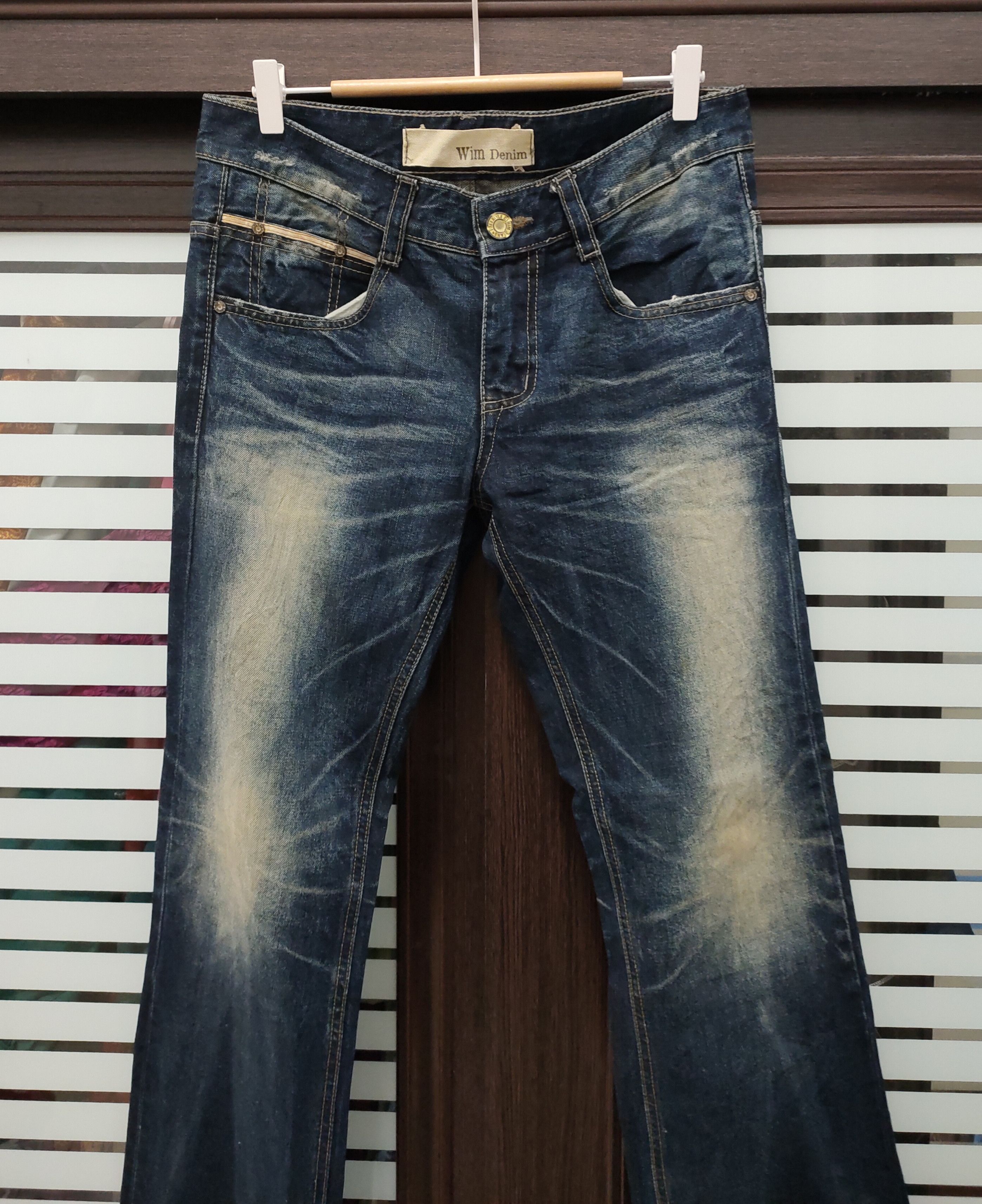 Japanese Brand 💥 Nice Distressed Freestyle Flared Wim Denim 💥 Size US 33 - 1 Thumbnail