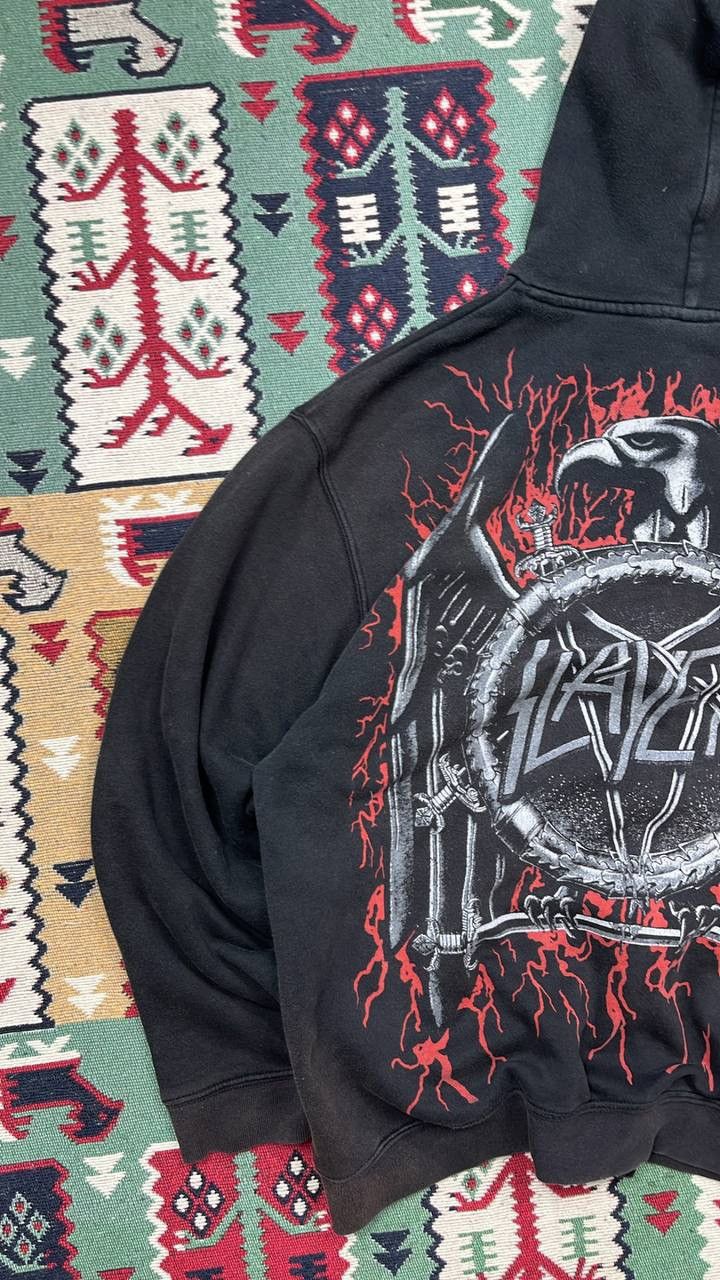 Japanese Brand × Slayer × Vintage Vintage Faded Slayer Zip Up Hype Hoodie Size US XL / EU 56 / 4 - 9 Thumbnail
