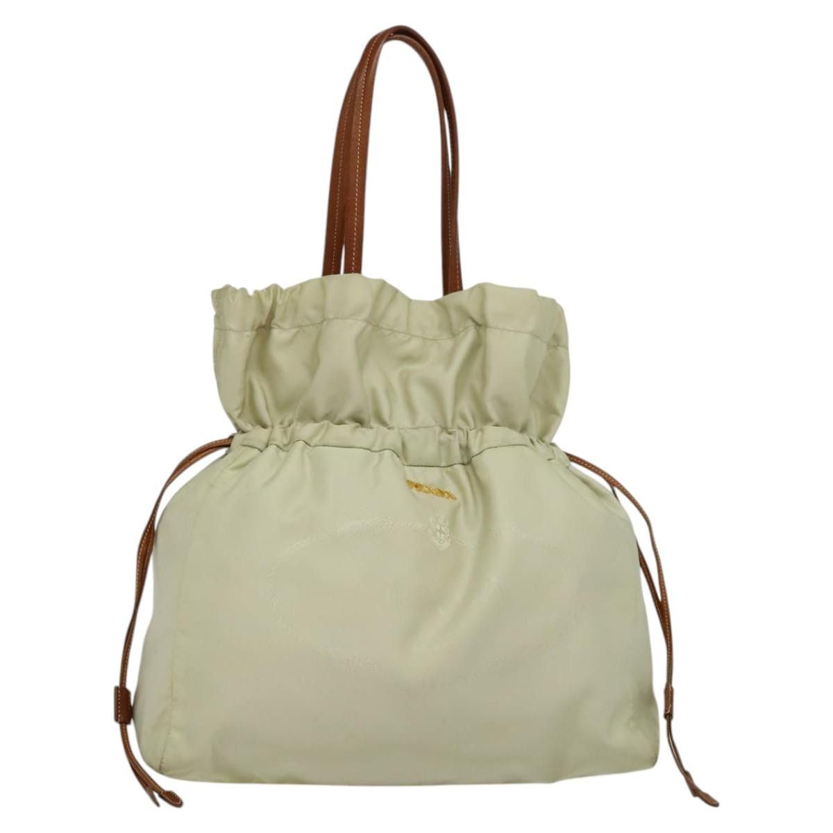 Prada Shoulder Bag Nylon Beige Gold Auth Mx164 in Beige/Gold, Women's