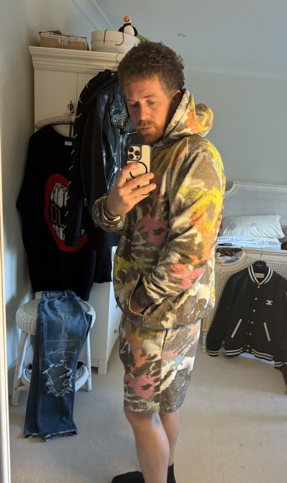 Celine $2.15k SS24 Celine tie dye tracksuit hoodie shorts Hedi Size US L / EU 52-54 / 3 - 5 Thumbnail