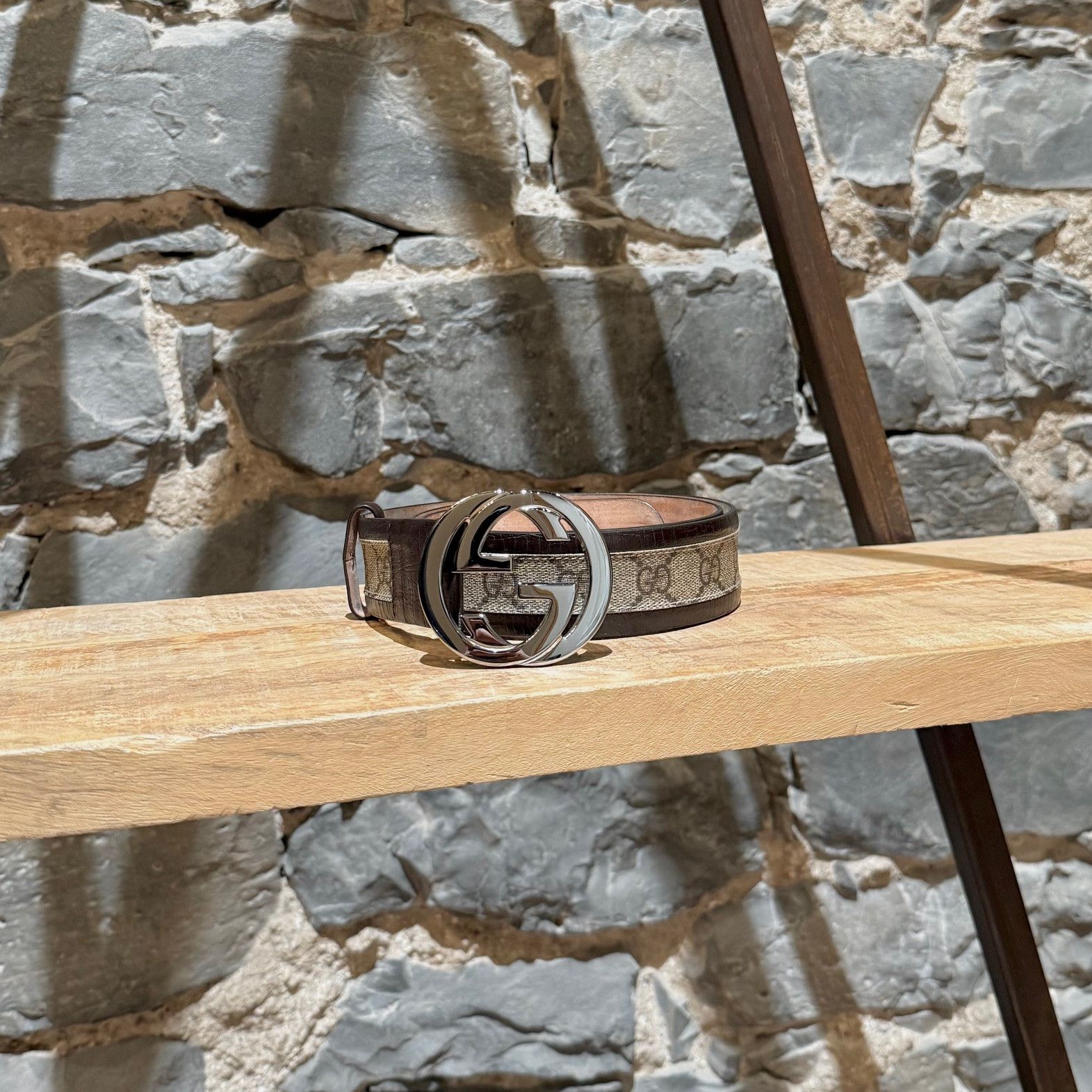 Gucci Gucci Interlocking GG Supreme Brown Leather Belt Size 34 - 1 Thumbnail