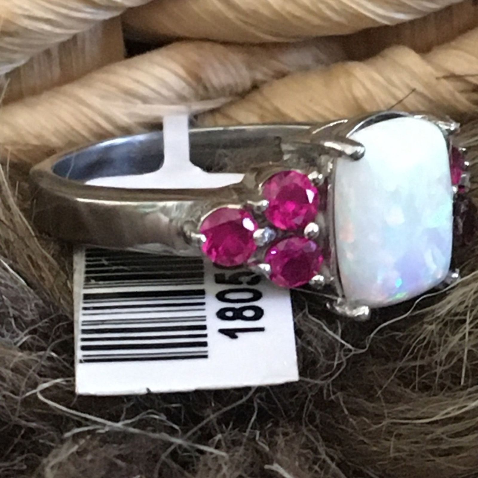 Jewelry Australian opal rhodolite garnet 316LSS ring 8 Size ONE SIZE - 5 Thumbnail