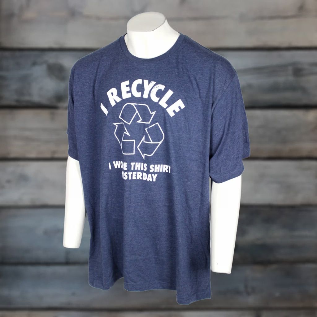 Vintage VINTAGE Fifth Sun Men's Recycle I Wore Shirt 5XL Heather Blue T-Shirt Short Sleeve Crew Neck Graphic Print Shirt Mens 5XL Blue Heather Size US XXL / EU 58 / 5 - 1 Thumbnail