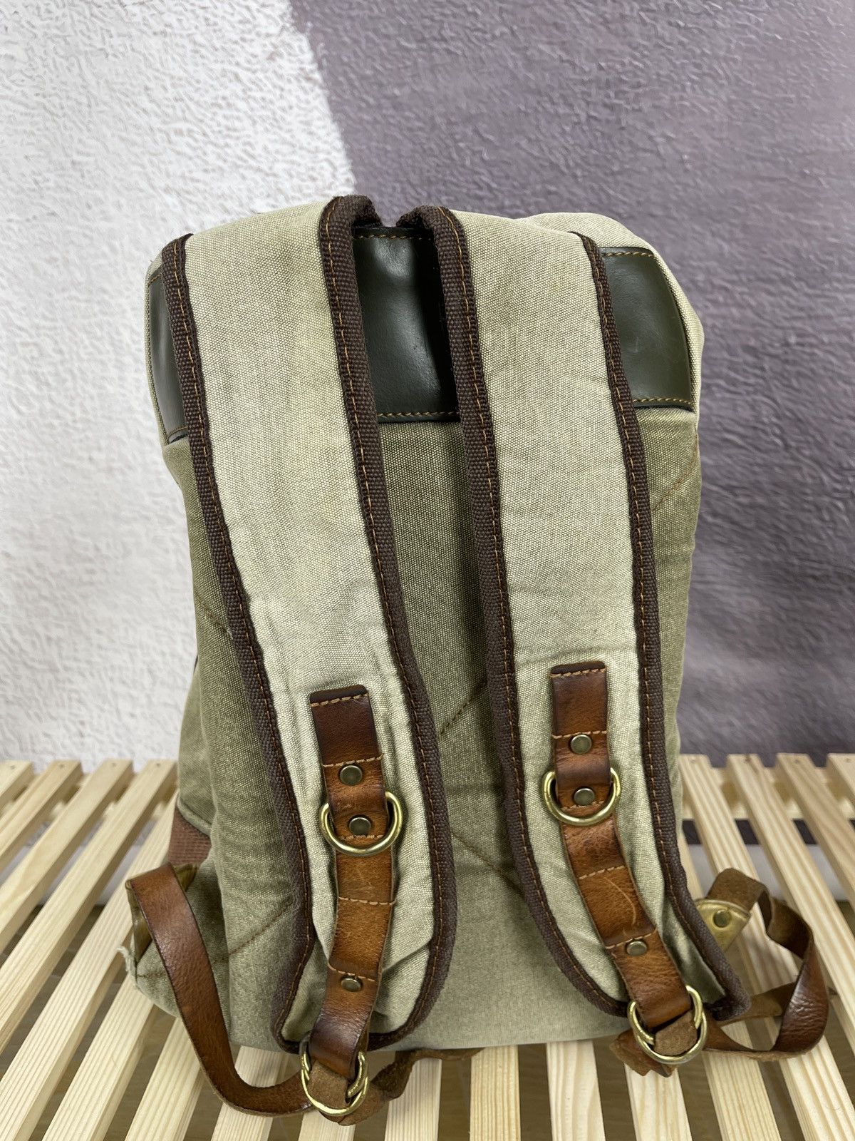Vintage Vintage Avant Garde lyiami cotton leather backpack military Size ONE SIZE - 10 Thumbnail