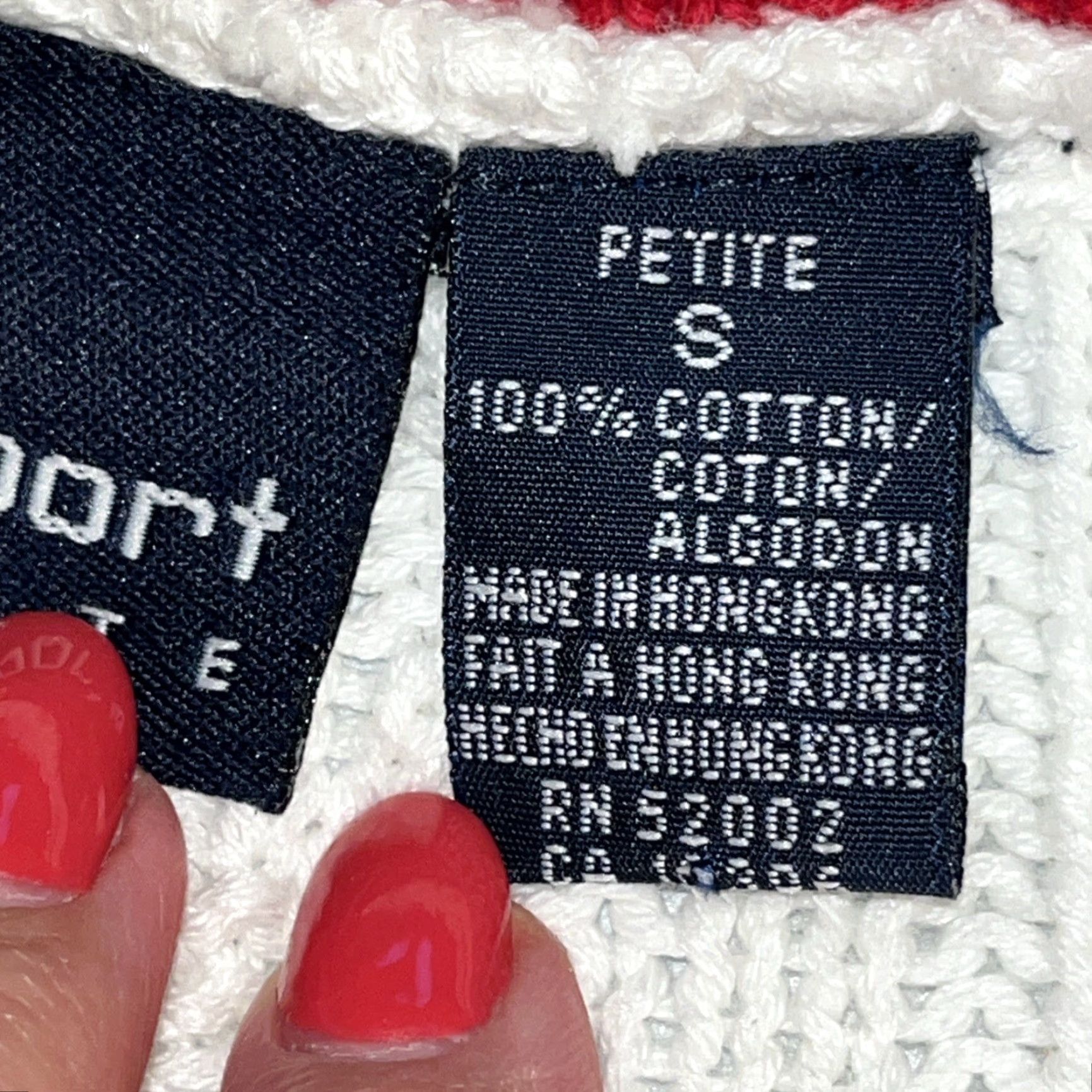 Vintage VINTAGE Lizsport Cardigan 90s KnIT Cable-V-Neck WhiteStripe Blue Red Gold Buttons Women Ps Petite Size S / US 4 / IT 40 - 3 Thumbnail
