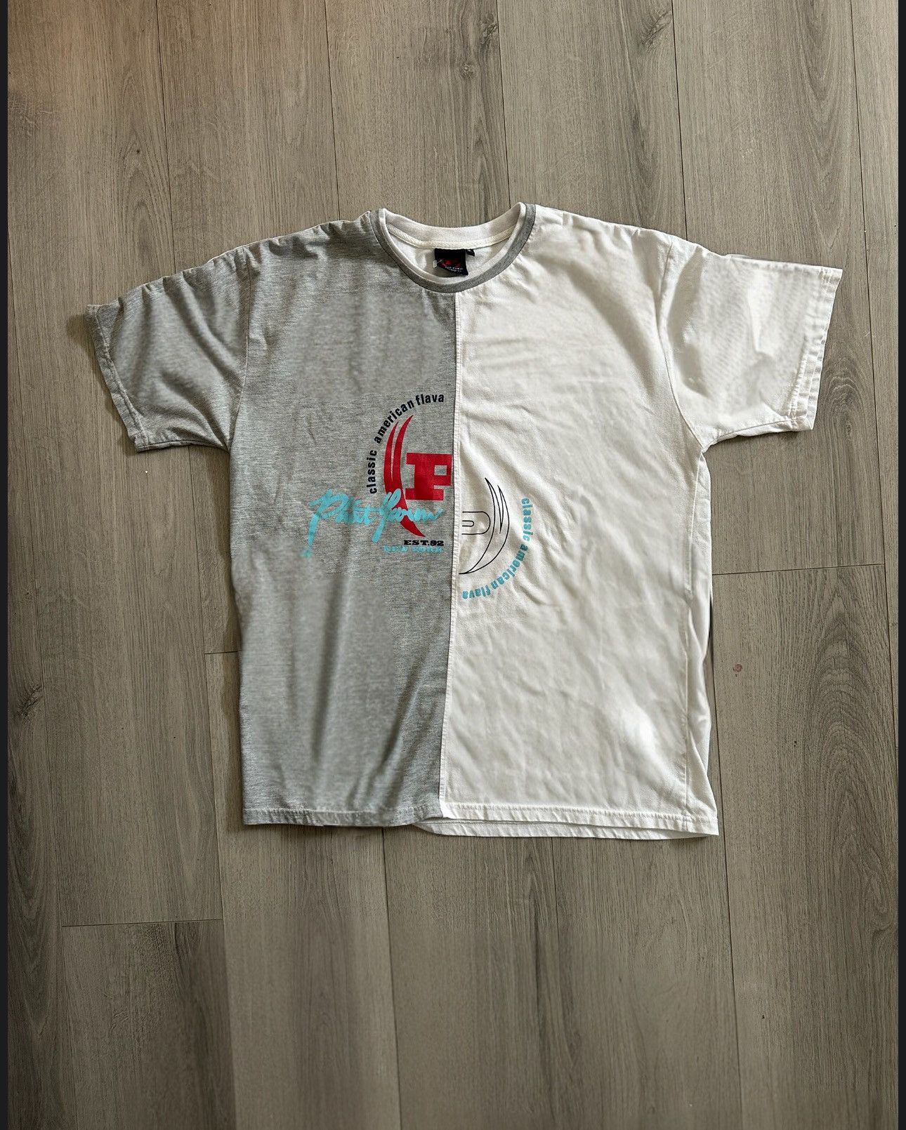 Phat Farm Y2K Phat Farm Tag Half Grey Half White Tee Size US M / EU 48-50 / 2 - 1 Thumbnail