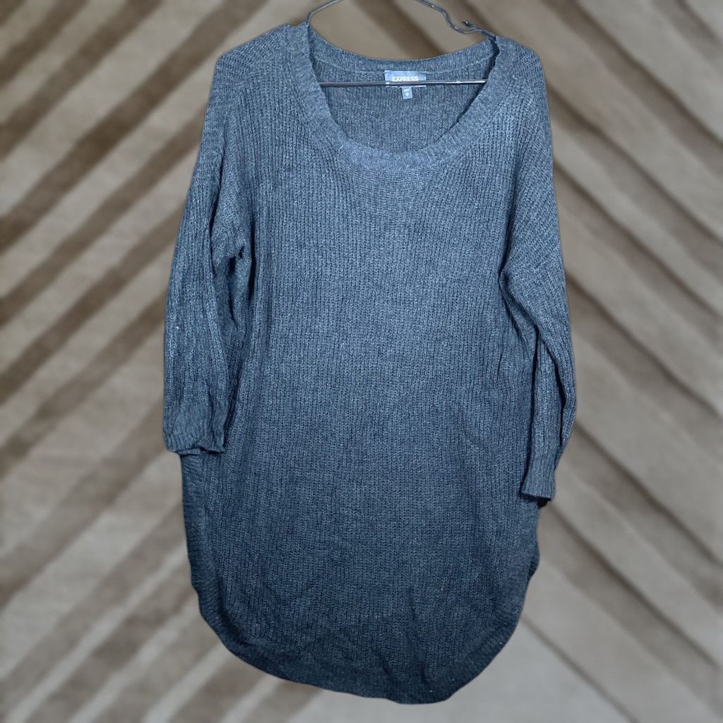 Express Express Sweater Women's Black Boat Neck Long Sleeve Knit Tunic Cotton Blend M Size M / US 6-8 / IT 42-44 - 1 Thumbnail