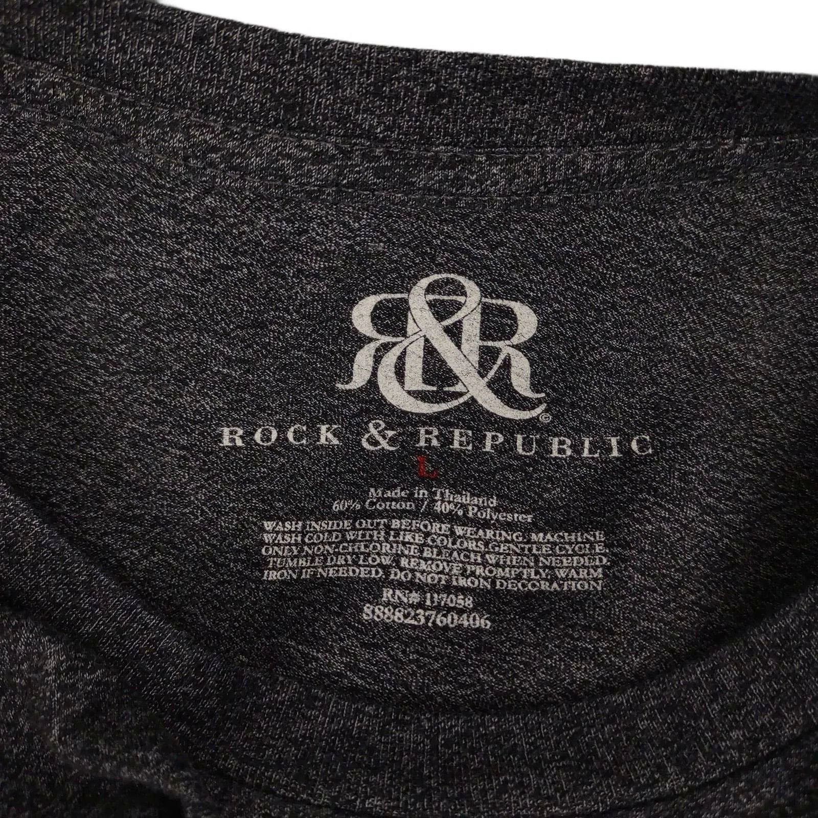 Rock & Republic ROCK & REPUBLIC Men's L T-Shirt, Black Logo, Charcoal Gray Size US L / EU 52-54 / 3 - 3 Thumbnail