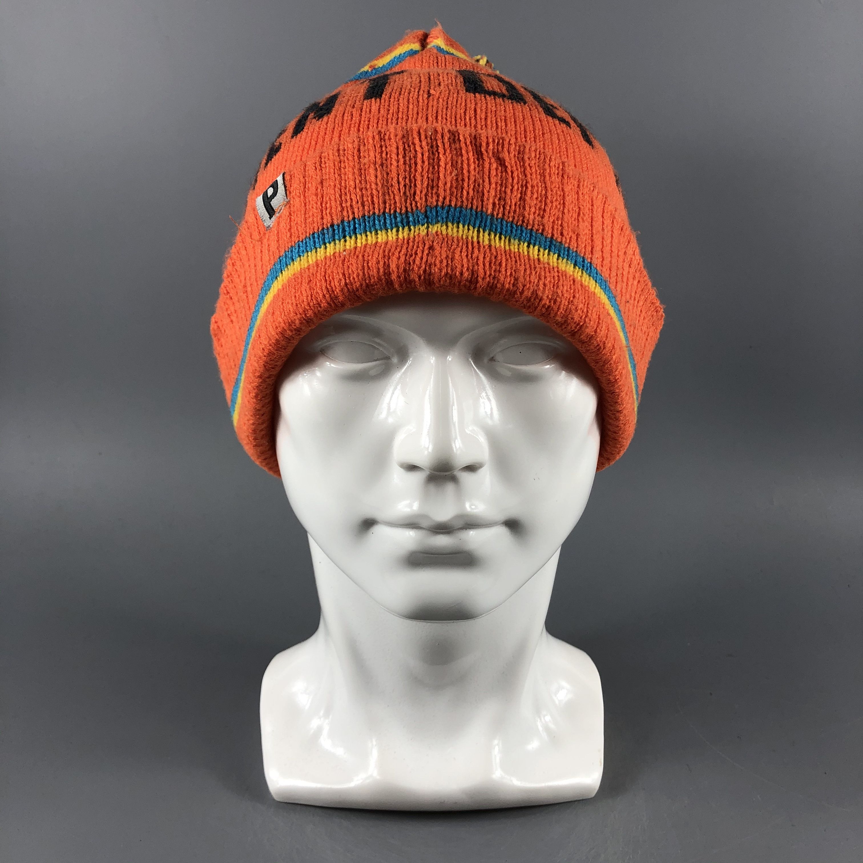 image of Vintage Hats Stripe Beanie Bobble Snow Cap B657, Men's