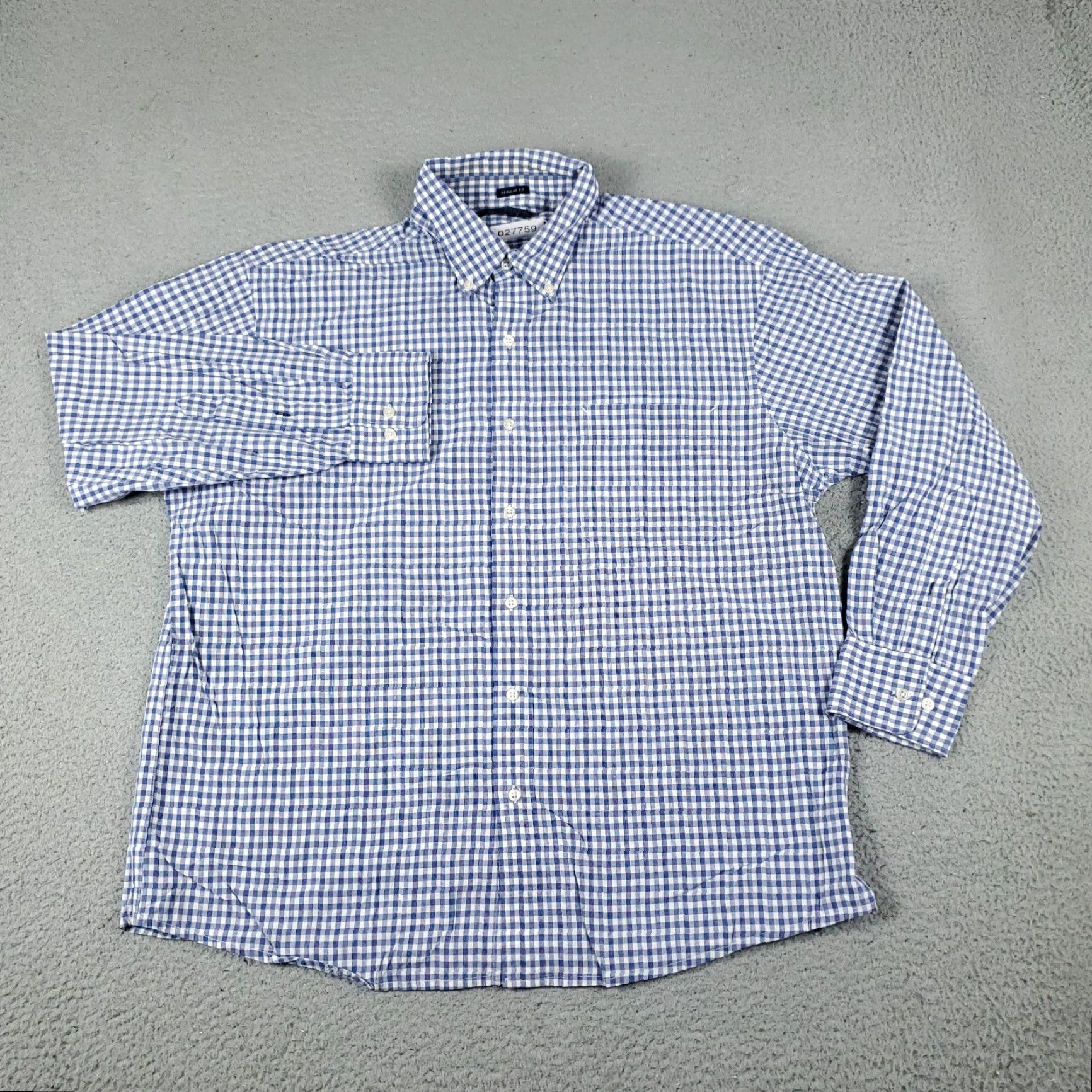 Tommy Hilfiger Tommy Hilfiger Dress Shirt Mens 16.5 Blue Check Long Sleeve Button Up Modern Preppy Size 42R - 2 Thumbnail