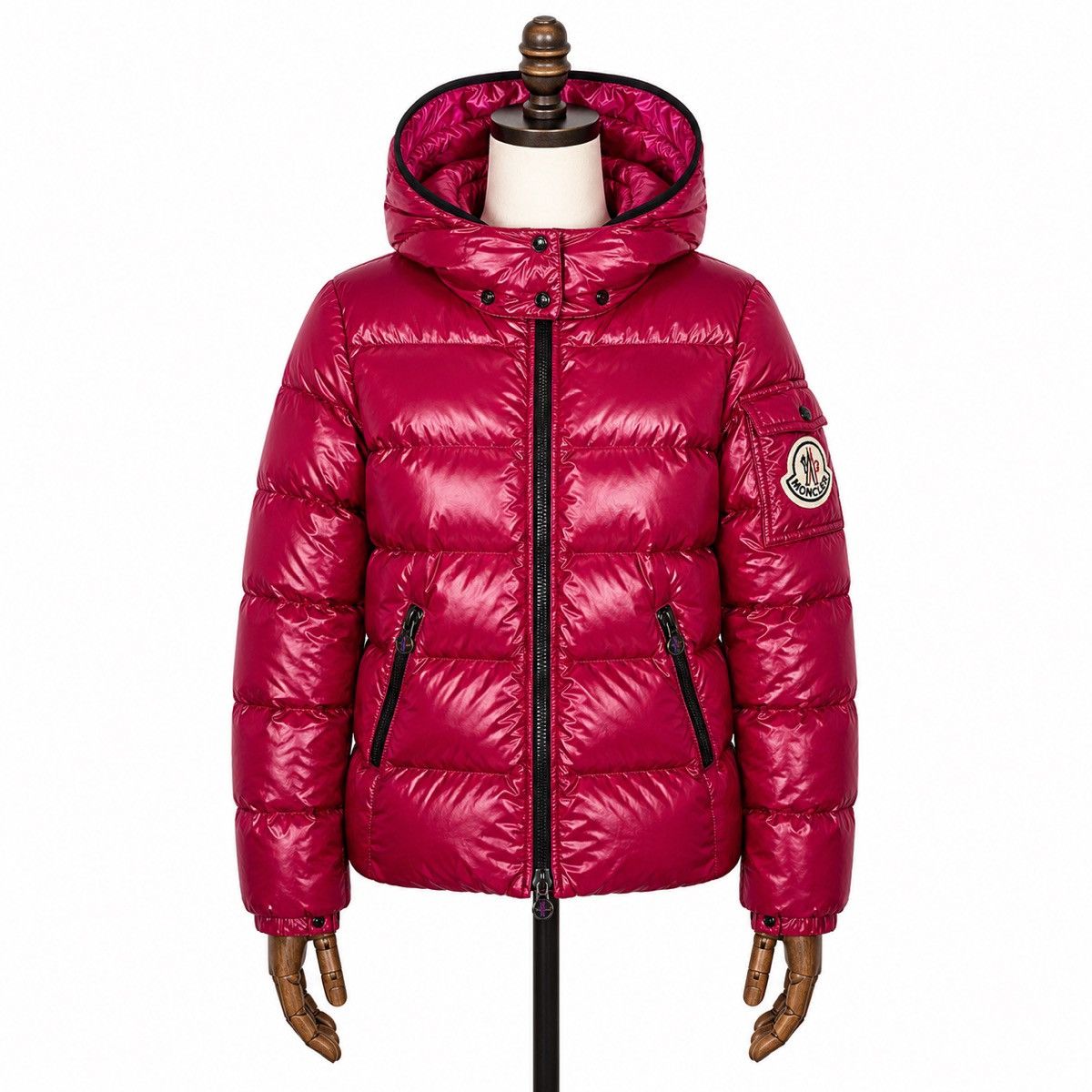 Moncler Women`s Moncler Badia Red Puffer Hooded Jacket Size 1 / S Size S / US 4 / IT 40 - 2 Thumbnail