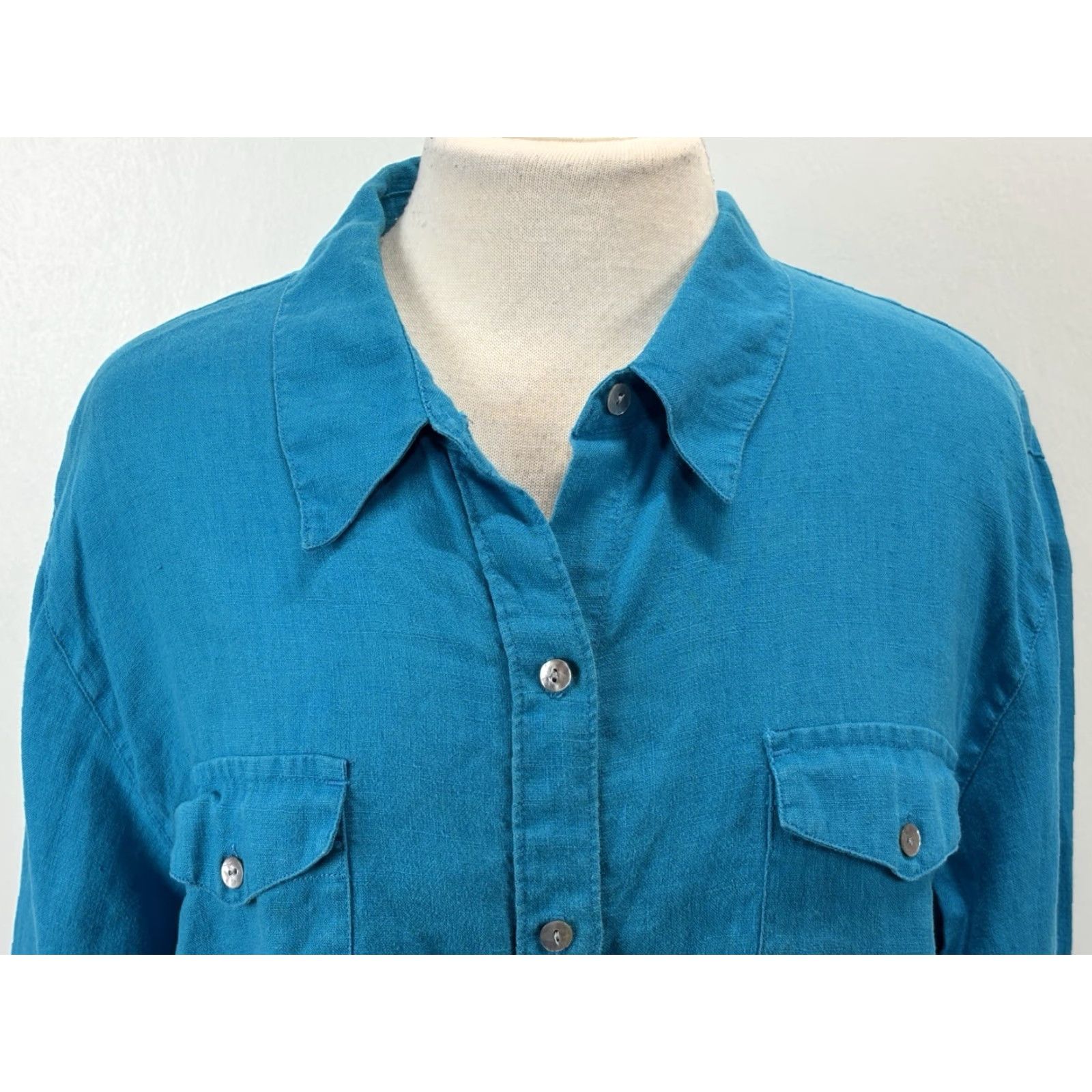 X-LARGE Chicos Linen Shirt Button Up Tunic Women’s XL Blue Coastal Size XL / US 12-14 / IT 48-50 - 5 Thumbnail
