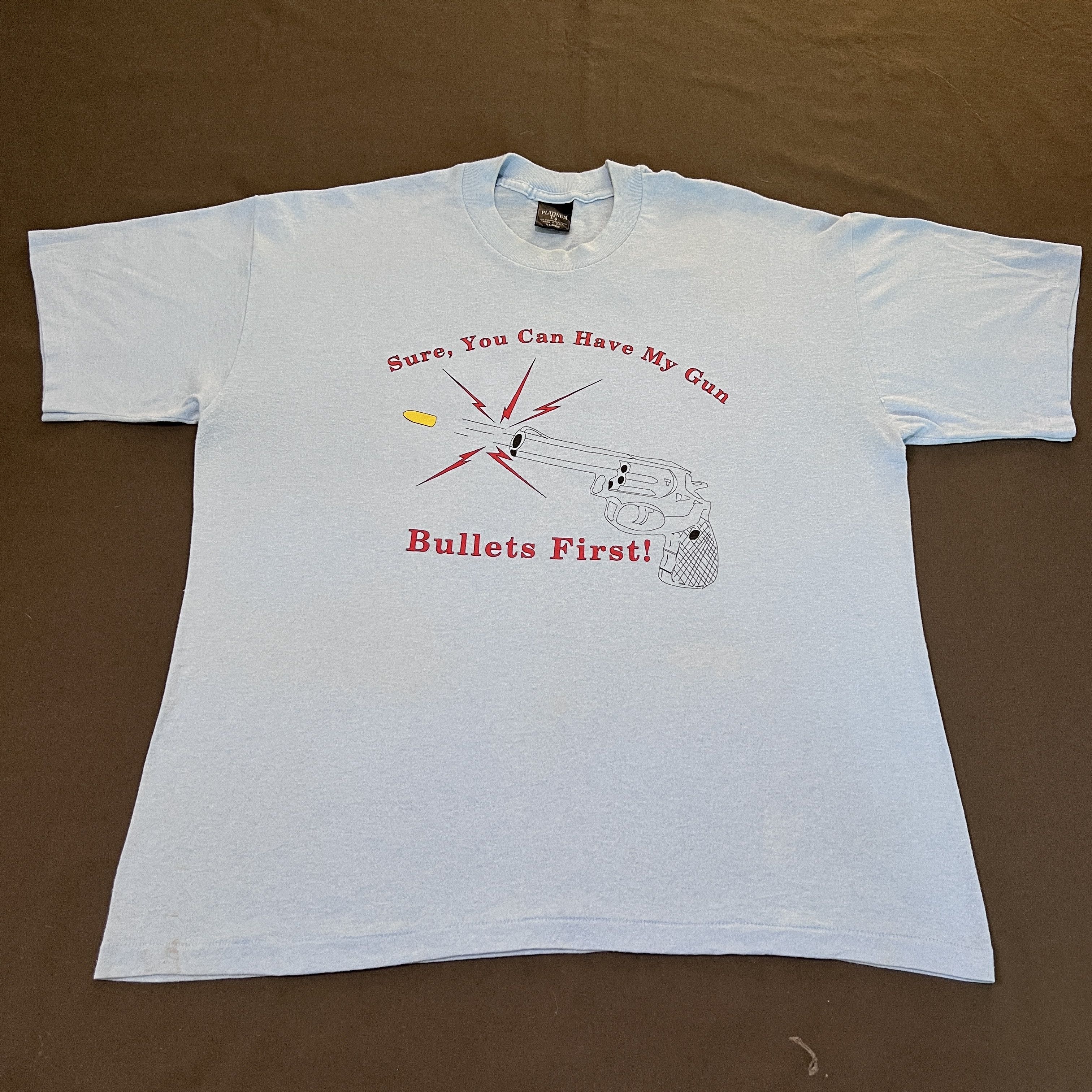 Vintage Vintage 90s Bullets First Gun Promo Tee XL 911 Size US XL / EU 56 / 4 - 2 Thumbnail