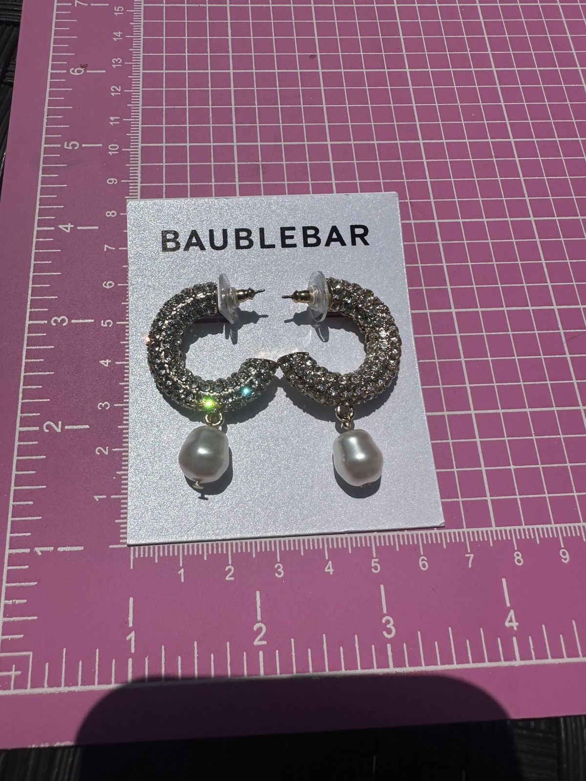 Designer Baublebar gold tone open loop crystal diamond paved pearl Size ONE SIZE - 4 Thumbnail