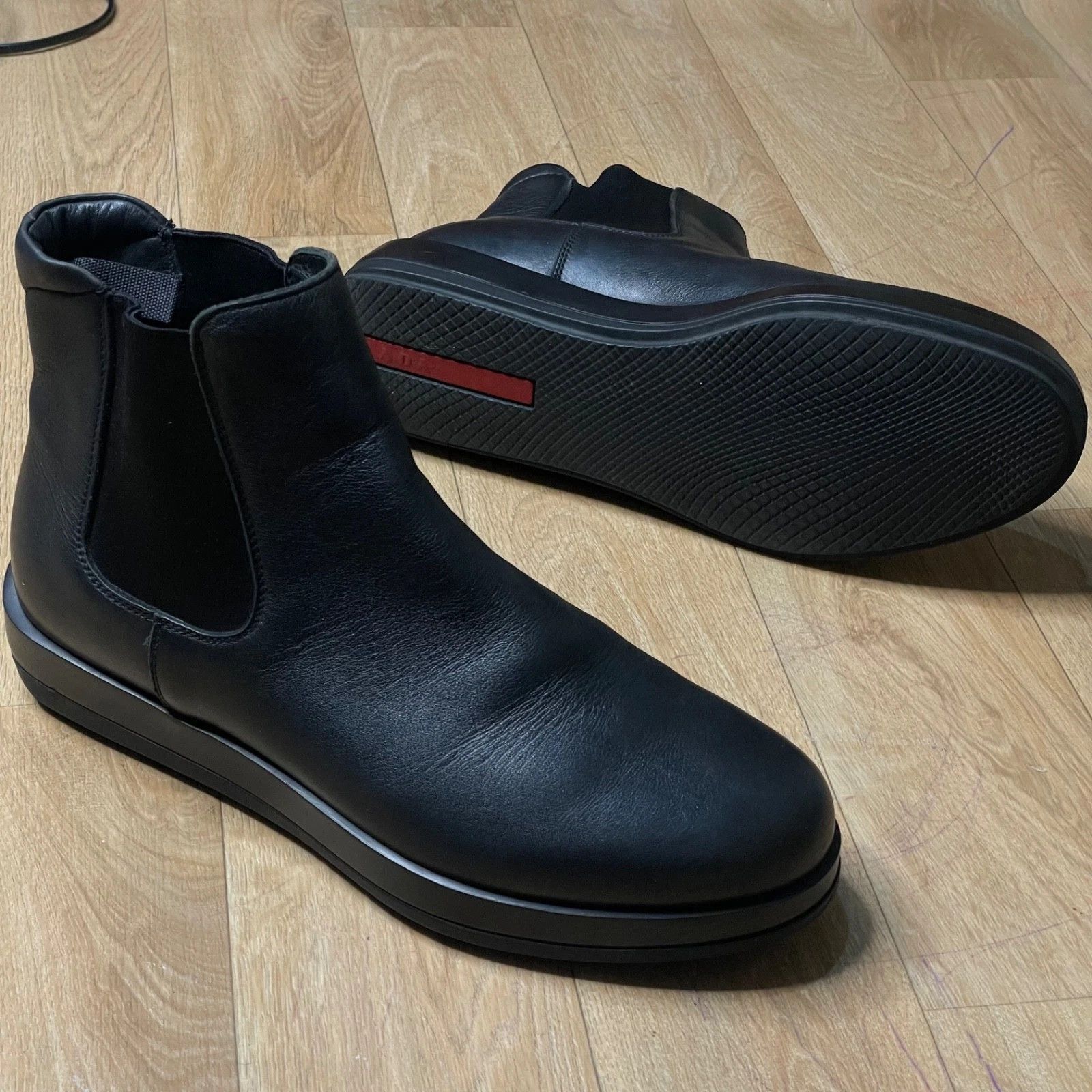 Prada Prada Men’s Black Leather Chelsea Ankle Boots Slip-On Size US 9.5 / EU 42-43 - 1 Thumbnail