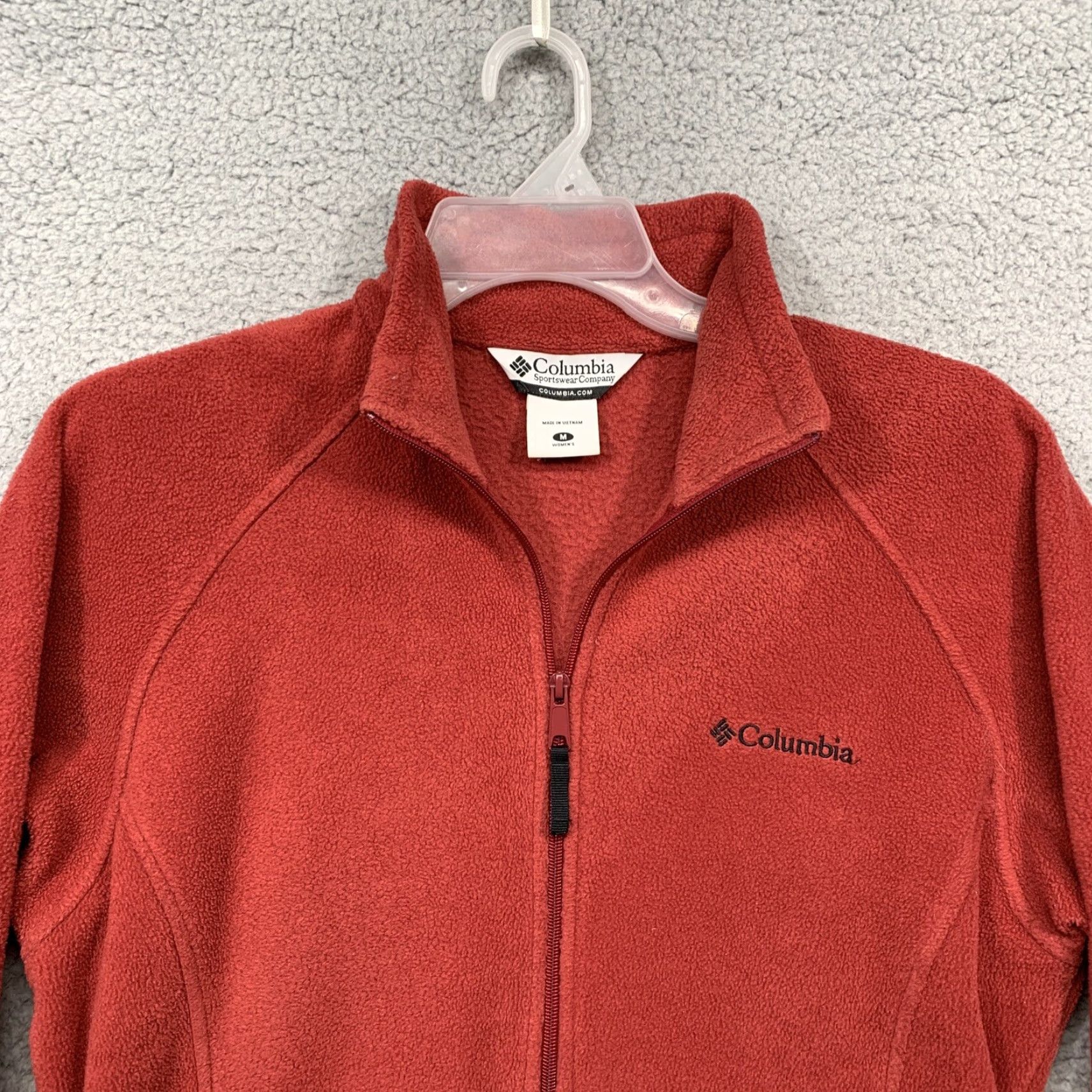 Vintage Columbia Fleece Jacket Womens Full Zip M Orange/Red Zip Pockets Side Pull Cords Jacket Size M / US 6-8 / IT 42-44 - 2 Thumbnail