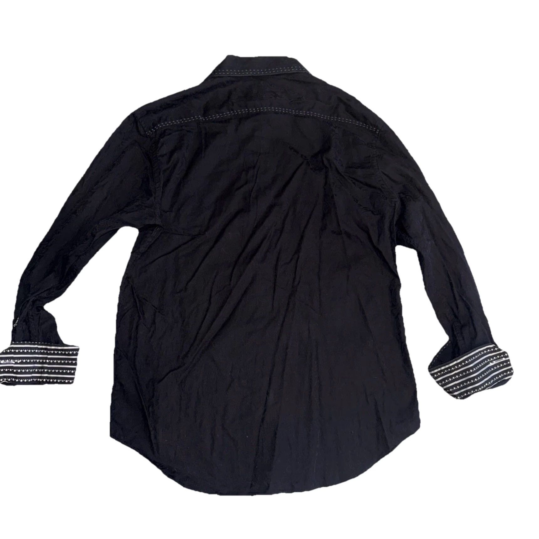 BUGATCHI VINTAGE Bugatchi Shaped Fit Men's Dress Shirt Black Paisley Long Sleeve Cotton XL Button Size 46R - 5 Thumbnail
